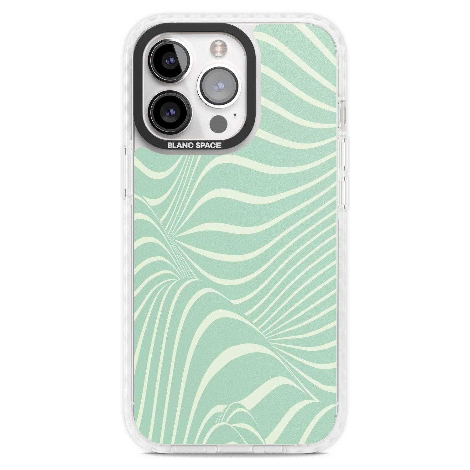 Mint Green Distorted Line Phone Case iPhone 15 Pro Max / Magsafe Impact Case,iPhone 15 Pro / Magsafe Impact Case Blanc Space