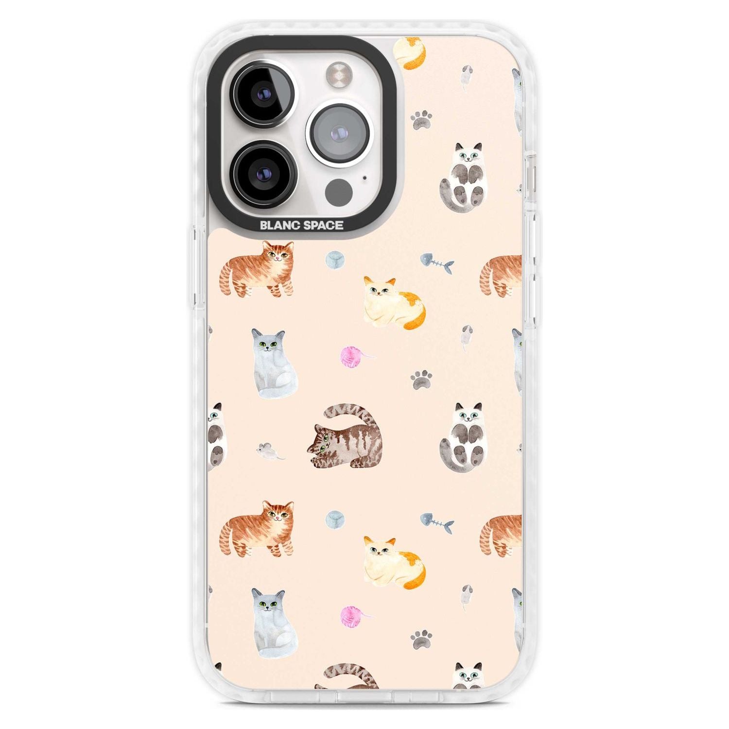 Cats with Toys Phone Case iPhone 15 Pro Max / Magsafe Impact Case,iPhone 15 Pro / Magsafe Impact Case Blanc Space