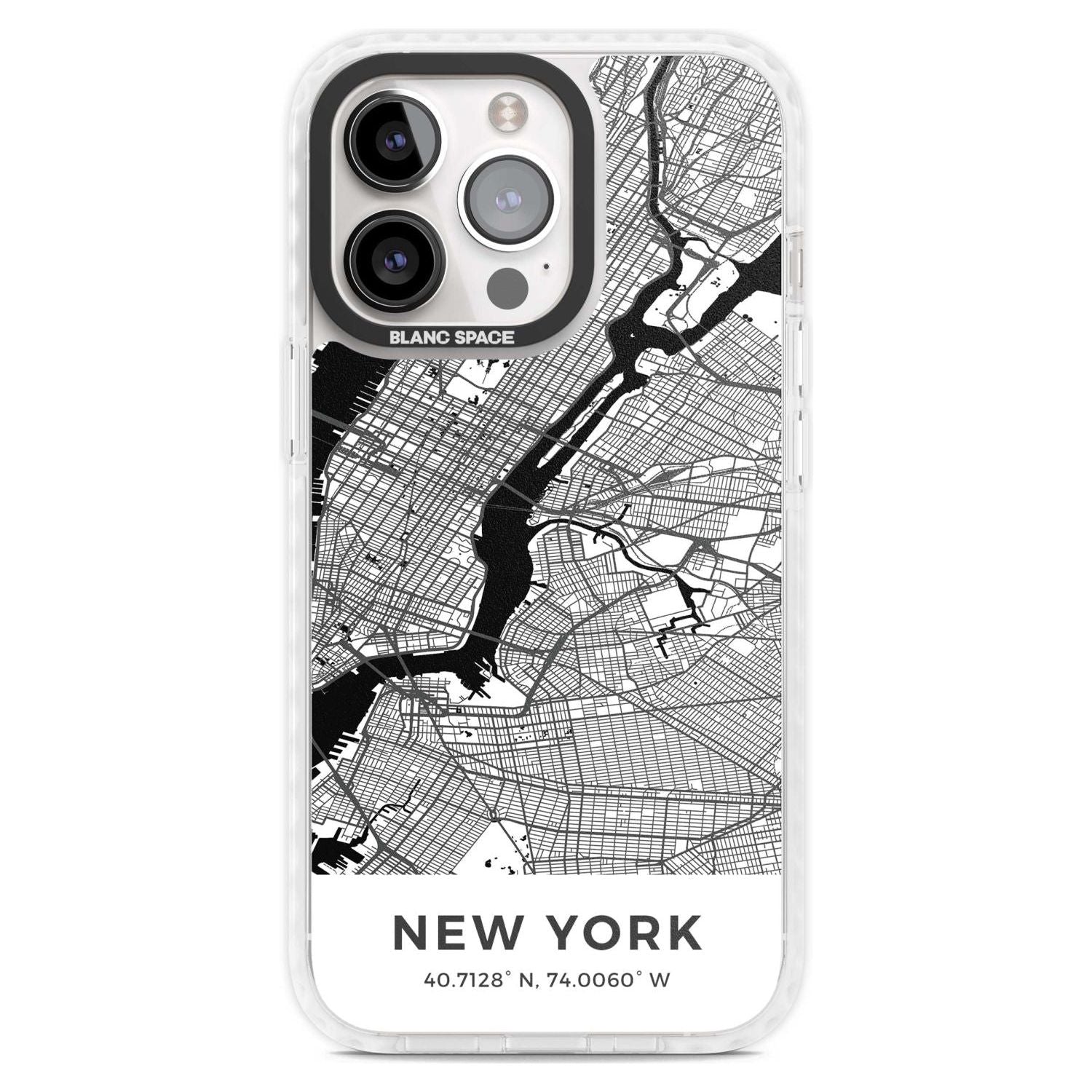 Map of New York, New York Phone Case iPhone 15 Pro Max / Magsafe Impact Case,iPhone 15 Pro / Magsafe Impact Case Blanc Space