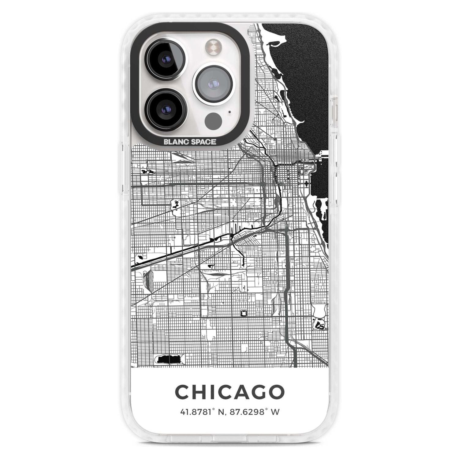 Map of Chicago, Illinois Phone Case iPhone 15 Pro Max / Magsafe Impact Case,iPhone 15 Pro / Magsafe Impact Case Blanc Space