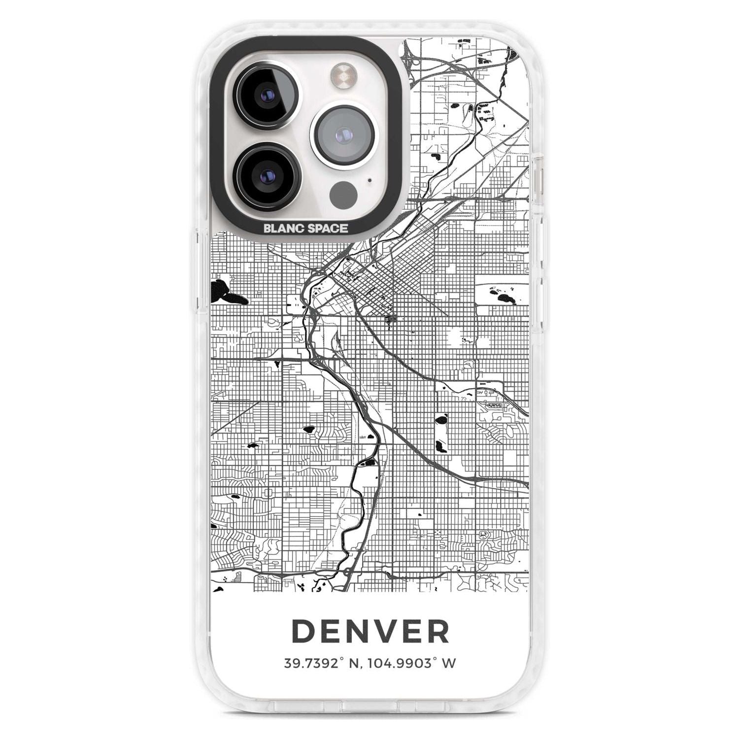 Map of Denver, Colorado Phone Case iPhone 15 Pro Max / Magsafe Impact Case,iPhone 15 Pro / Magsafe Impact Case Blanc Space
