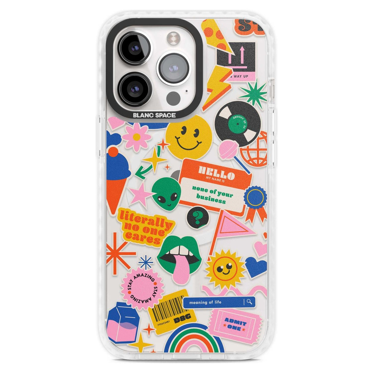 Nostalgic Stickers #1 Phone Case iPhone 15 Pro Max / Magsafe Impact Case,iPhone 15 Pro / Magsafe Impact Case Blanc Space