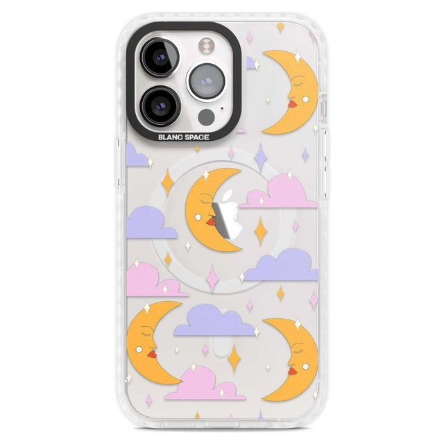 Moons & Clouds Phone Case iPhone 15 Pro Max / Magsafe Impact Case,iPhone 15 Pro / Magsafe Impact Case Blanc Space