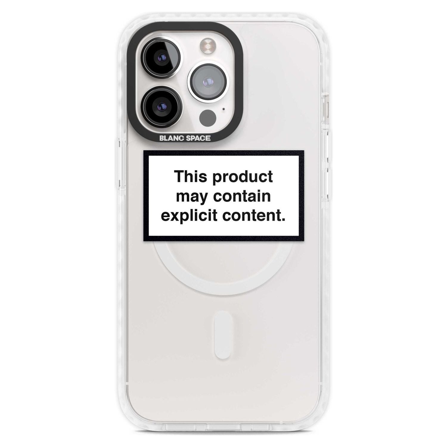 Contains Explicit Content Phone Case iPhone 15 Pro Max / Magsafe Impact Case,iPhone 15 Pro / Magsafe Impact Case Blanc Space