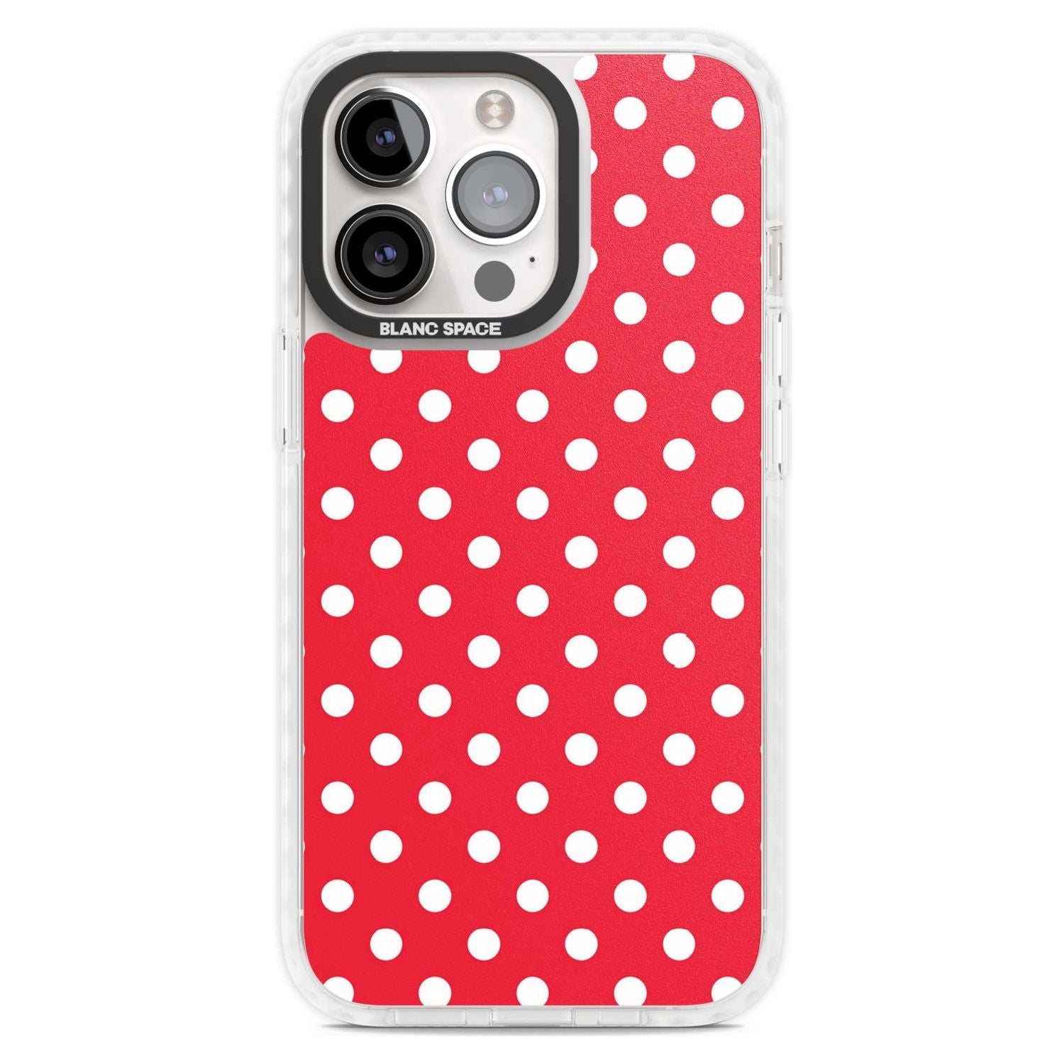 Designer Lava Red Polka Dot Phone Case iPhone 15 Pro Max / Magsafe Impact Case,iPhone 15 Pro / Magsafe Impact Case Blanc Space