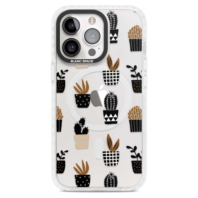 Large Mixed Plants Pattern - Clear Phone Case iPhone 15 Pro Max / Magsafe Impact Case,iPhone 15 Pro / Magsafe Impact Case Blanc Space