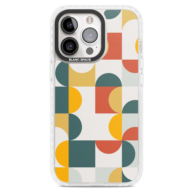 Abstract Retro Shapes: Muted Colour Mix Phone Case iPhone 15 Pro Max / Magsafe Impact Case,iPhone 15 Pro / Magsafe Impact Case Blanc Space