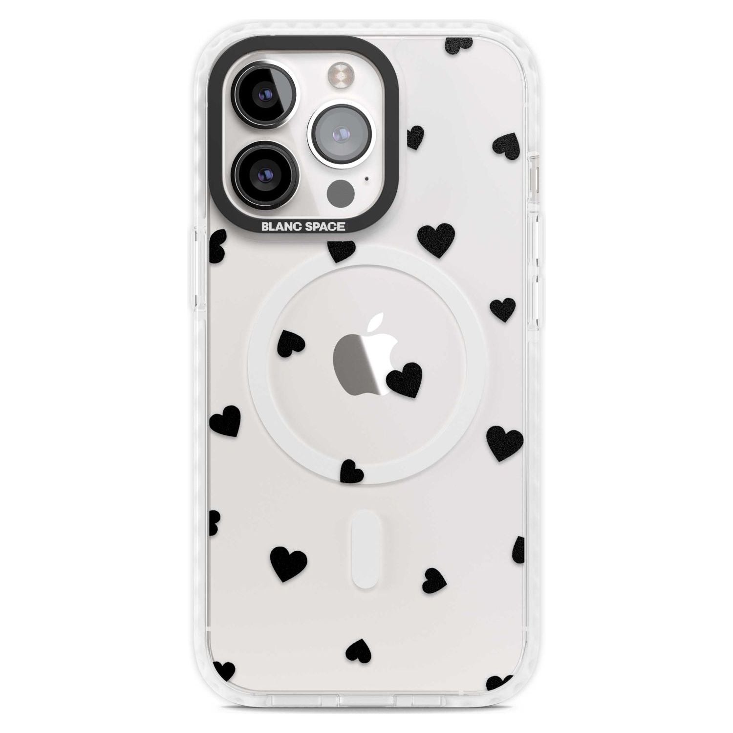 Black Hearts Pattern Phone Case iPhone 15 Pro Max / Magsafe Impact Case,iPhone 15 Pro / Magsafe Impact Case Blanc Space