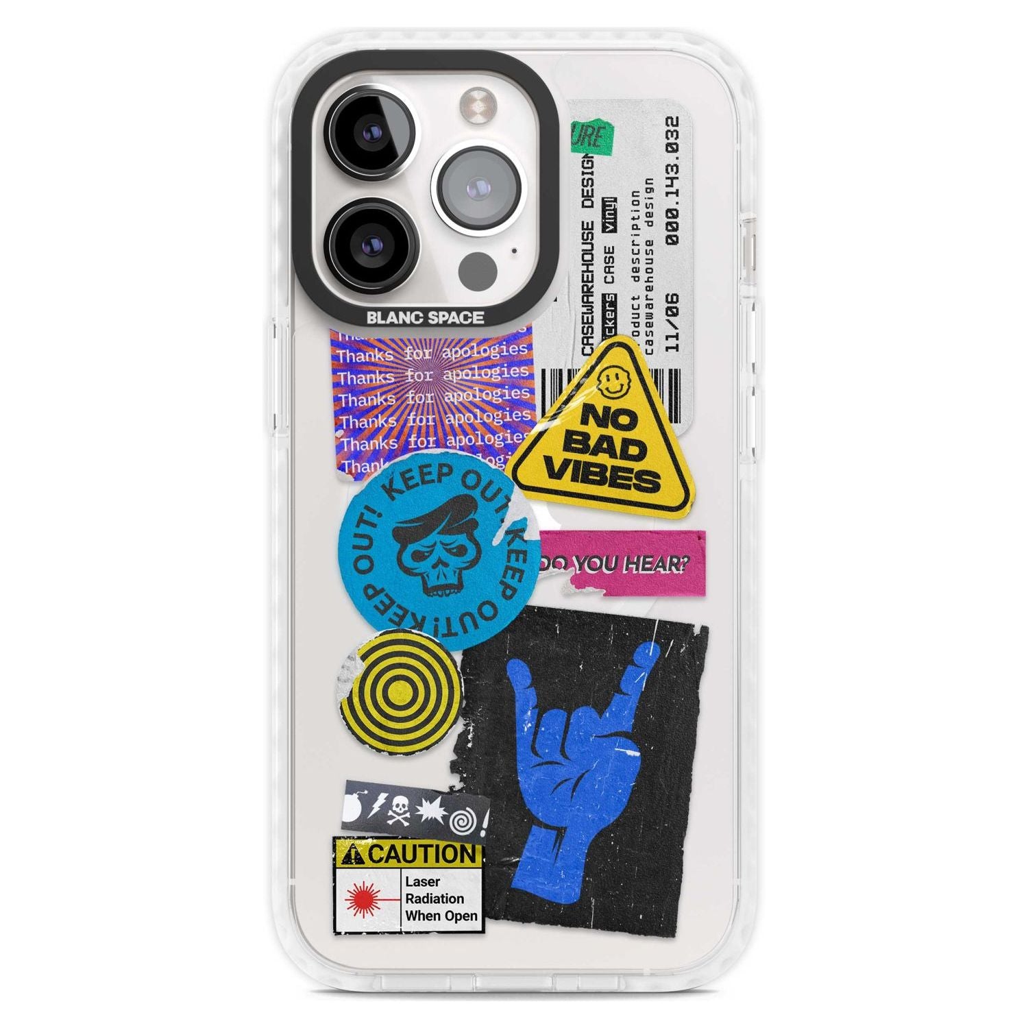 No Bad Vibes Sticker Mix Phone Case iPhone 15 Pro Max / Magsafe Impact Case,iPhone 15 Pro / Magsafe Impact Case Blanc Space