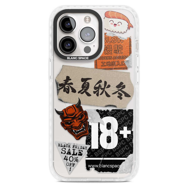 Asian Sticker Mix Phone Case iPhone 15 Pro Max / Magsafe Impact Case,iPhone 15 Pro / Magsafe Impact Case Blanc Space