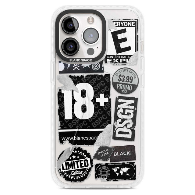 Black Sticker Mix Phone Case iPhone 15 Pro Max / Magsafe Impact Case,iPhone 15 Pro / Magsafe Impact Case Blanc Space