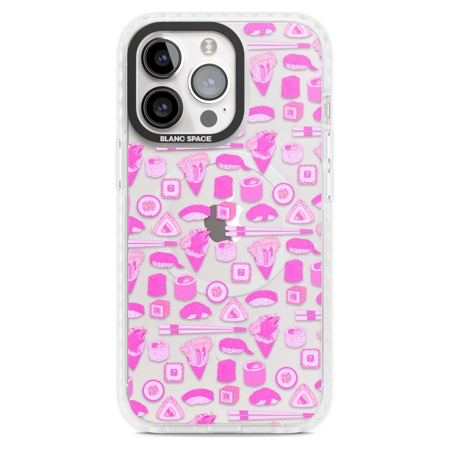 Bright Pink Sushi Pattern Phone Case iPhone 15 Pro Max / Magsafe Impact Case,iPhone 15 Pro / Magsafe Impact Case Blanc Space