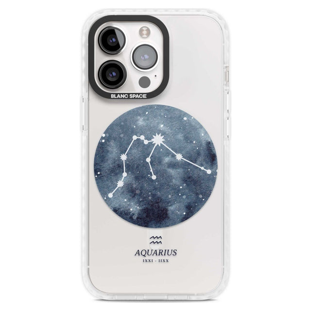 Aquarius Zodiac Transparent Design - Blue Phone Case iPhone 15 Pro Max / Magsafe Impact Case,iPhone 15 Pro / Magsafe Impact Case Blanc Space