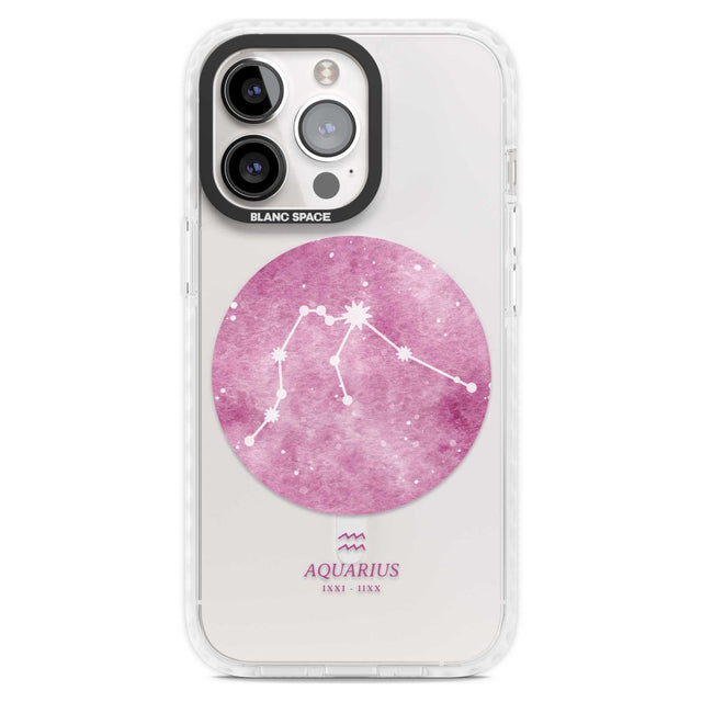 Aquarius Zodiac Transparent Design - Pink Phone Case iPhone 15 Pro Max / Magsafe Impact Case,iPhone 15 Pro / Magsafe Impact Case Blanc Space