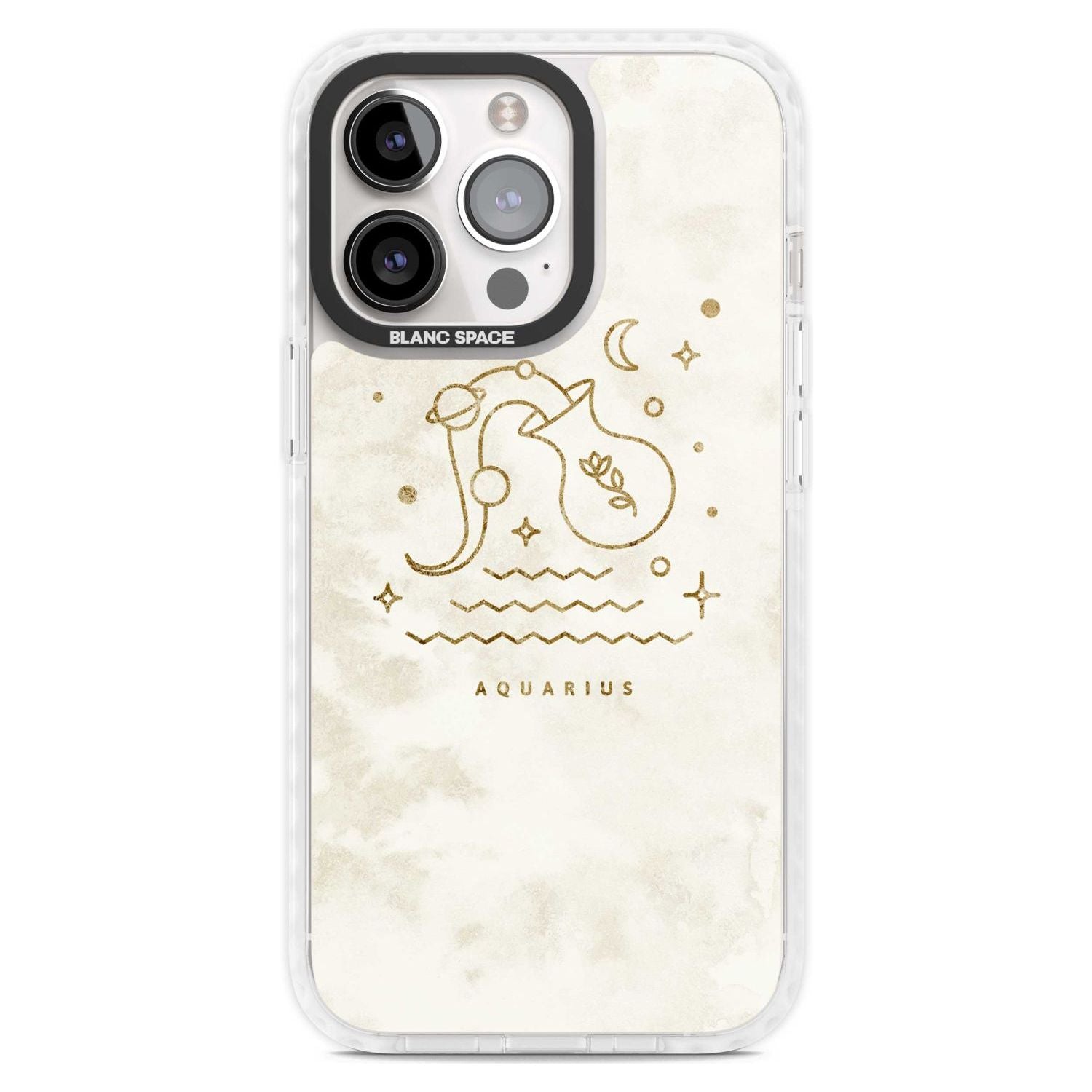Aquarius Emblem - Solid Gold Marbled Design Phone Case iPhone 15 Pro Max / Magsafe Impact Case,iPhone 15 Pro / Magsafe Impact Case Blanc Space