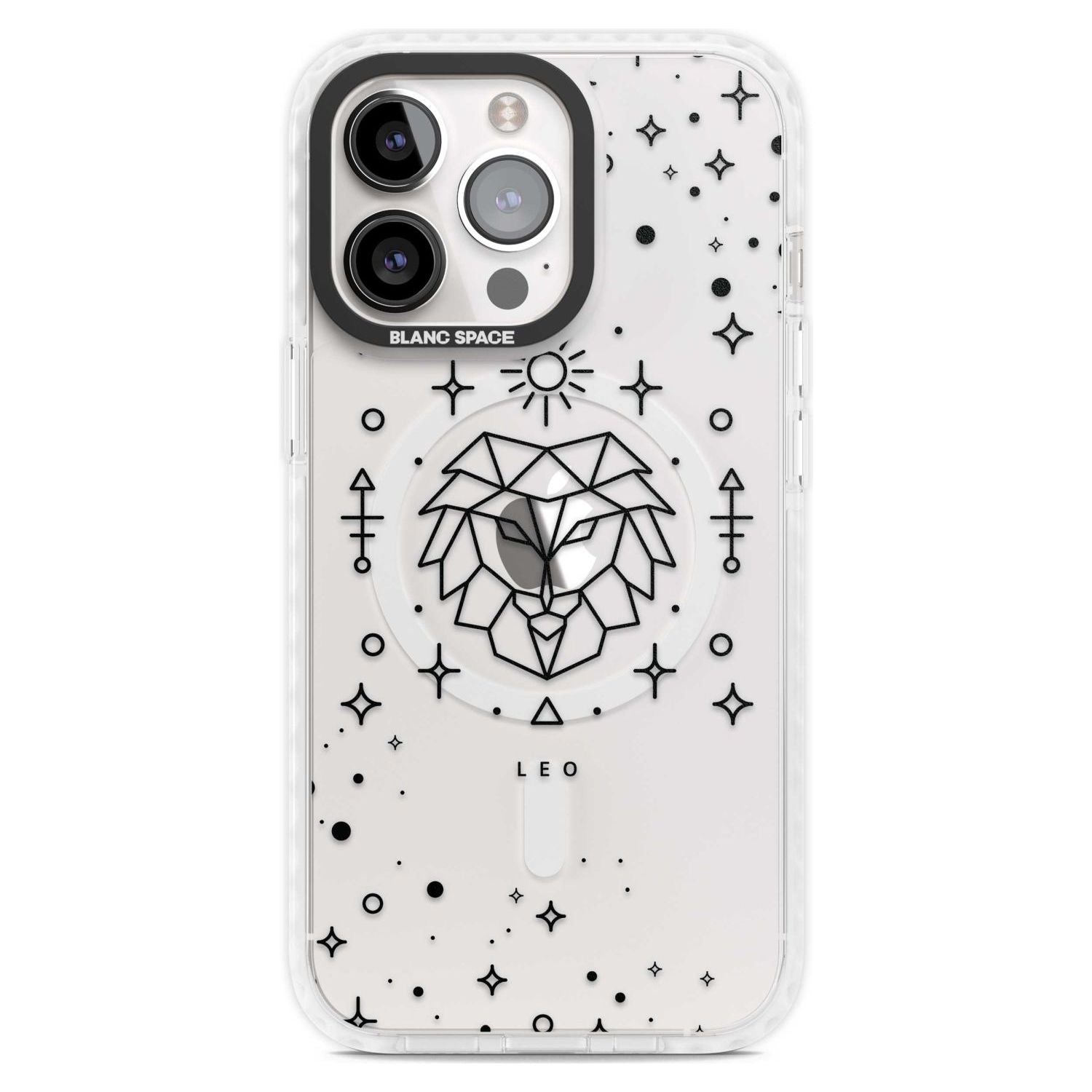Leo Emblem - Transparent Design Phone Case iPhone 15 Pro Max / Magsafe Impact Case,iPhone 15 Pro / Magsafe Impact Case Blanc Space