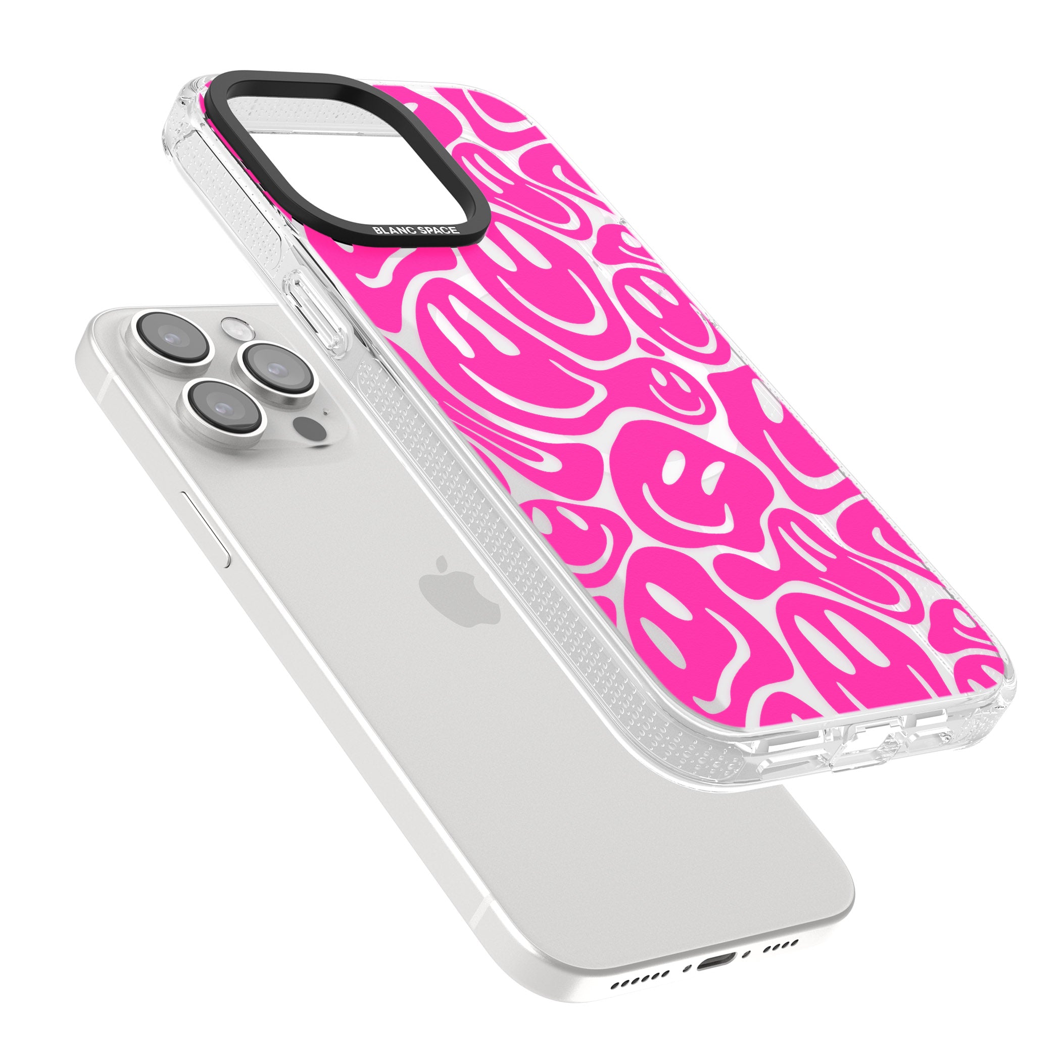 Pink Acid Faces iPhone 15 Pro Max / 15 Pro / 14 Pro Max / 14 Pro / 13 Pro Clear Case Impact Air - Blanc Space