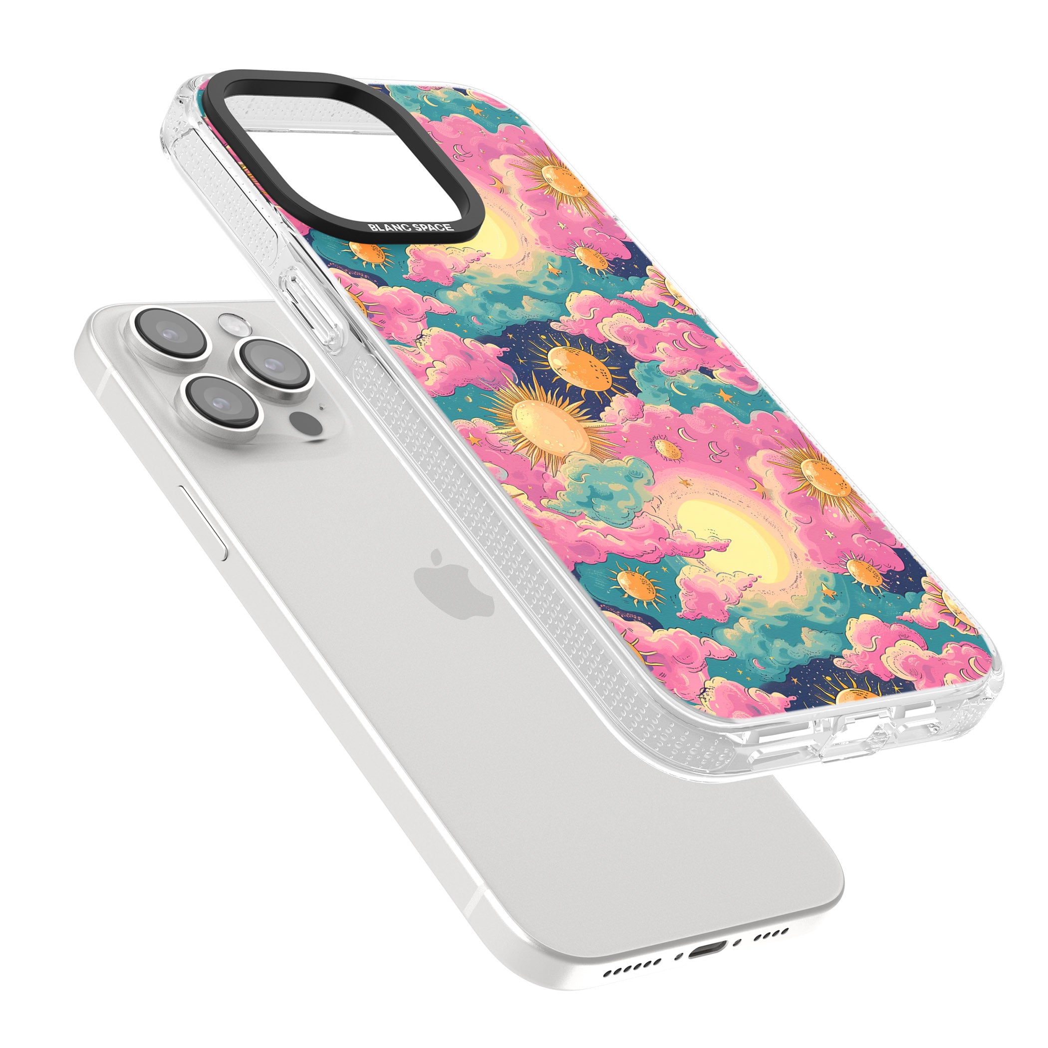 Starlight Clouds iPhone 15 Pro Max / 15 Pro / 14 Pro Max / 14 Pro / 13 Pro Clear Case Impact Air - Blanc Space