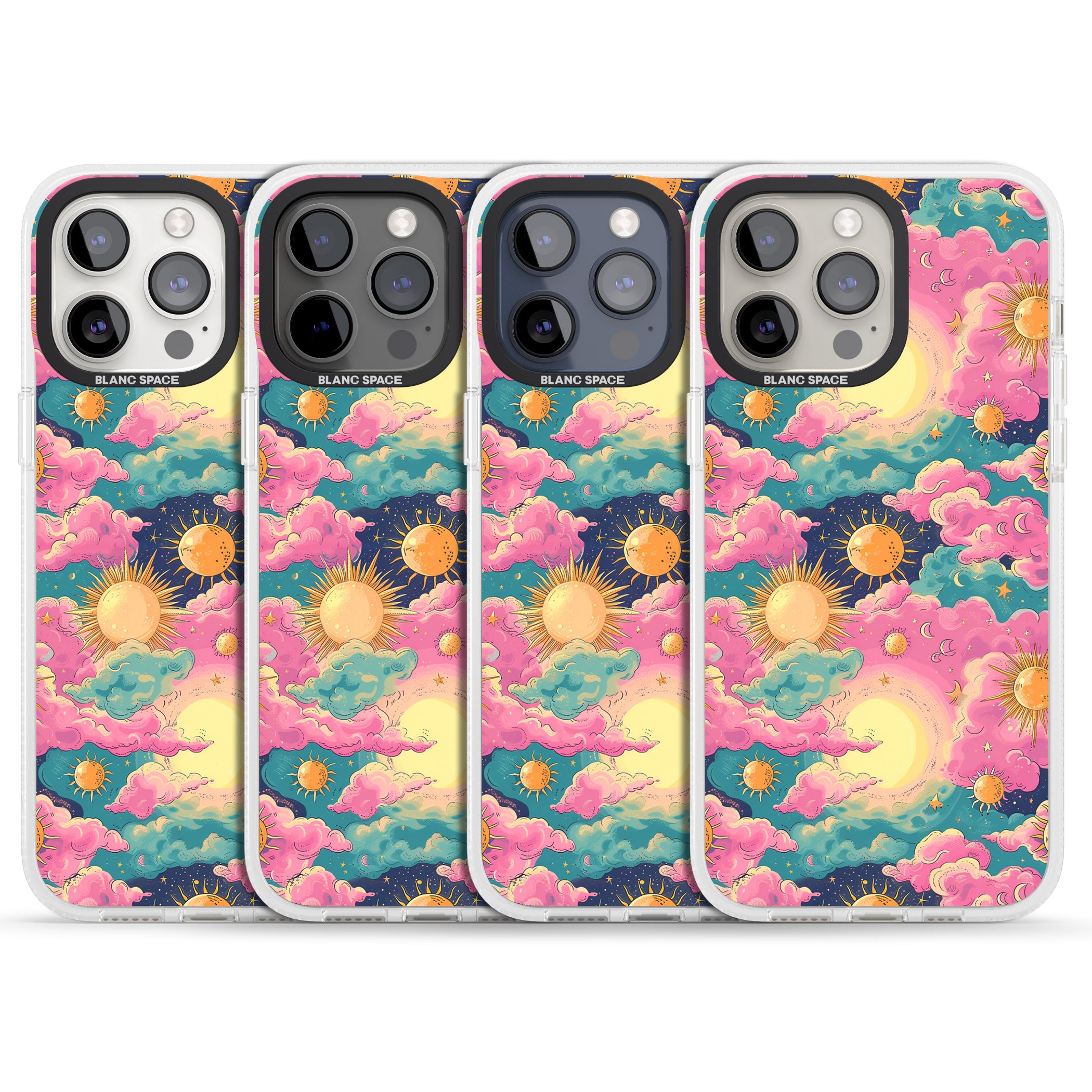 Starlight Clouds iPhone 15 Pro Max / 15 Pro / 14 Pro Max / 14 Pro / 13 Pro Clear Case Impact Air - Blanc Space