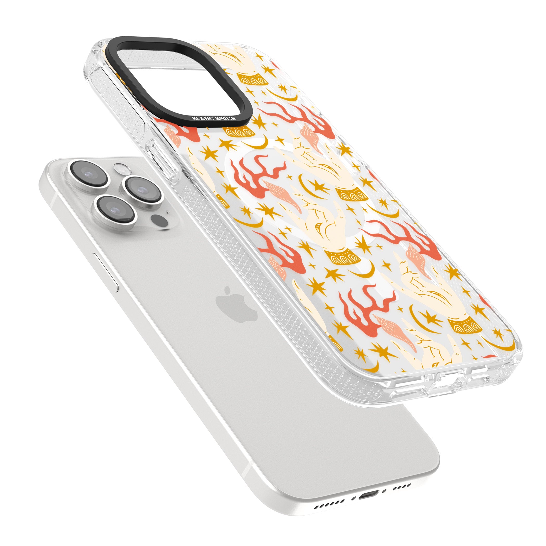Hand Watcher Pattern iPhone 15 Pro Max / 15 Pro / 14 Pro Max / 14 Pro / 13 Pro Clear Case Impact Air - Blanc Space
