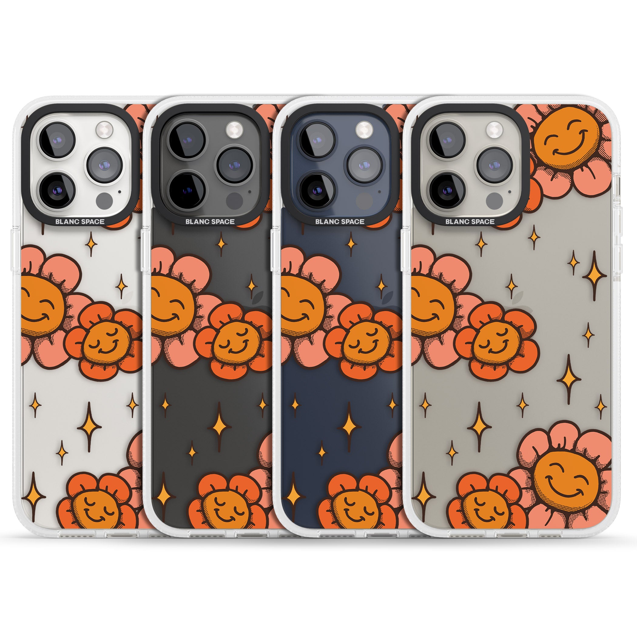 Mellow Flowers iPhone 15 Pro Max / 15 Pro / 14 Pro Max / 14 Pro / 13 Pro Clear Case Impact Air - Blanc Space