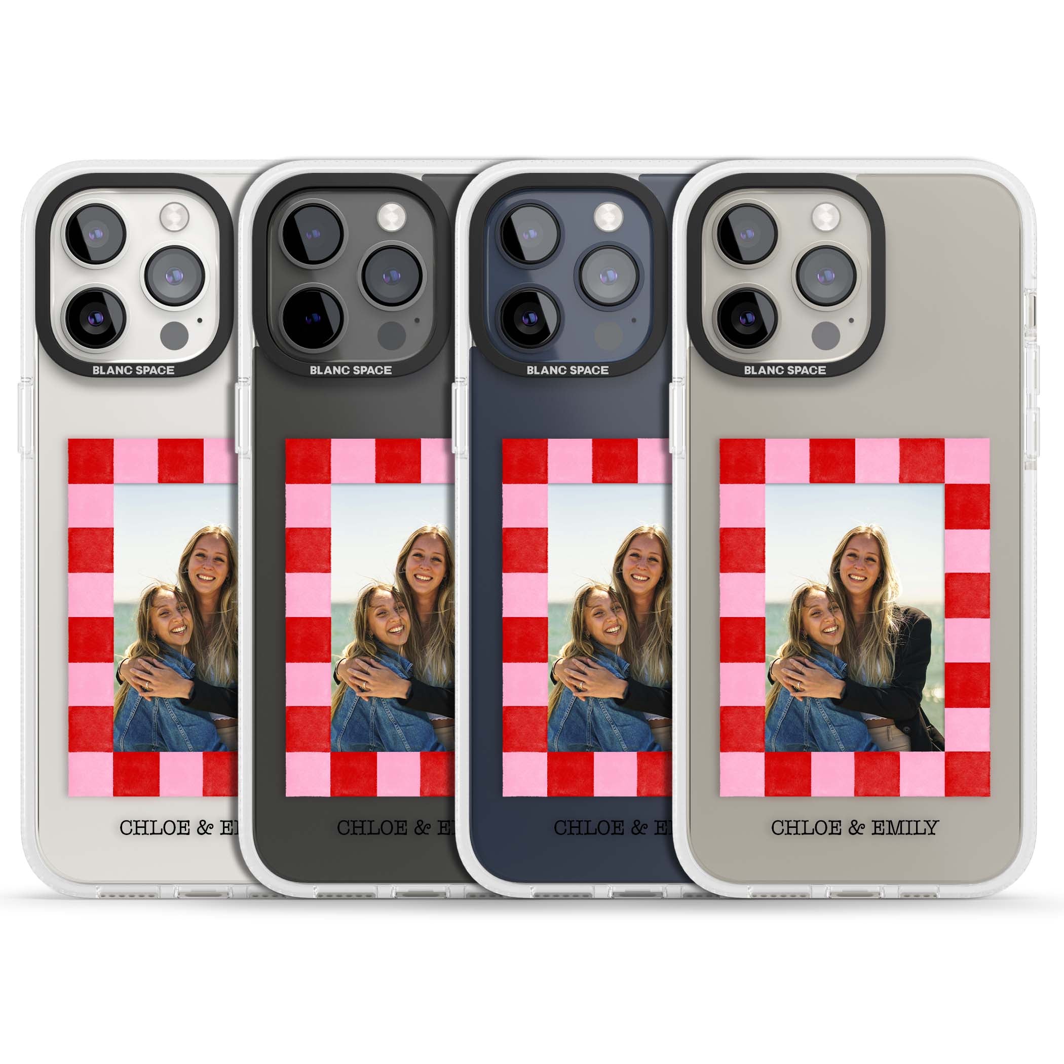 Bubblegum Check Photo for her iPhone case | Clear Case Impact Air case for iPhone 15 Pro, iPhone 15 Pro Max
