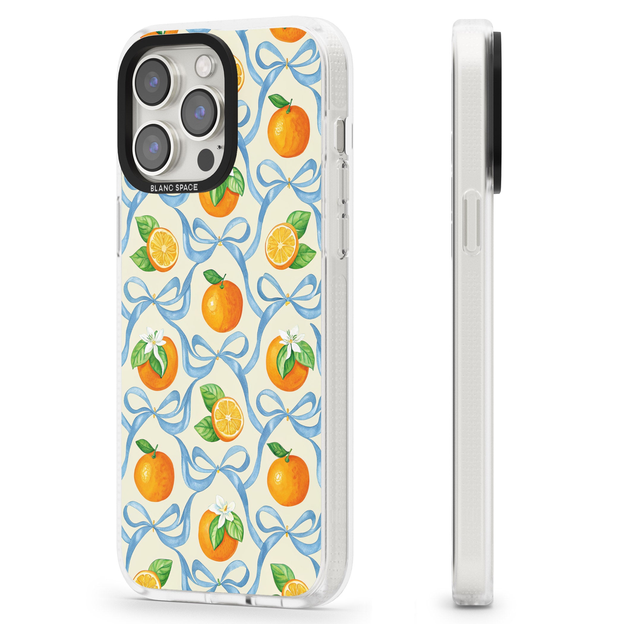 Bows & Clementines iPhone 15 Pro Max / 15 Pro / 14 Pro Max / 14 Pro / 13 Pro Clear Case Impact Air - Blanc Space