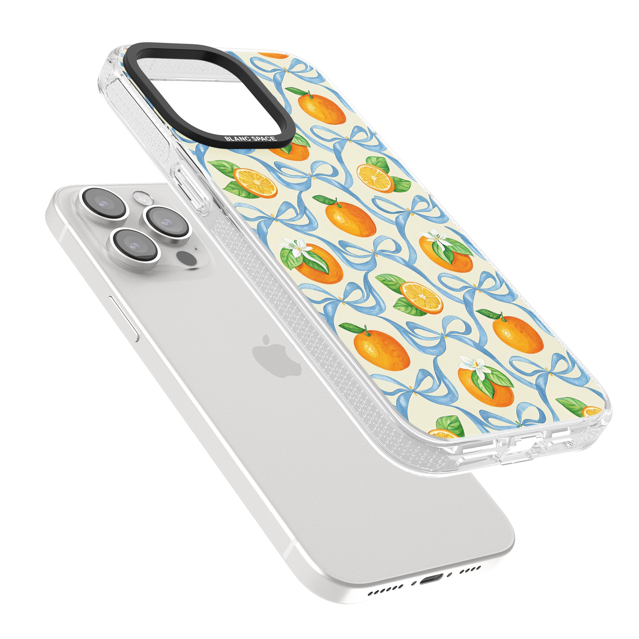 Bows & Clementines iPhone 15 Pro Max / 15 Pro / 14 Pro Max / 14 Pro / 13 Pro Clear Case Impact Air - Blanc Space