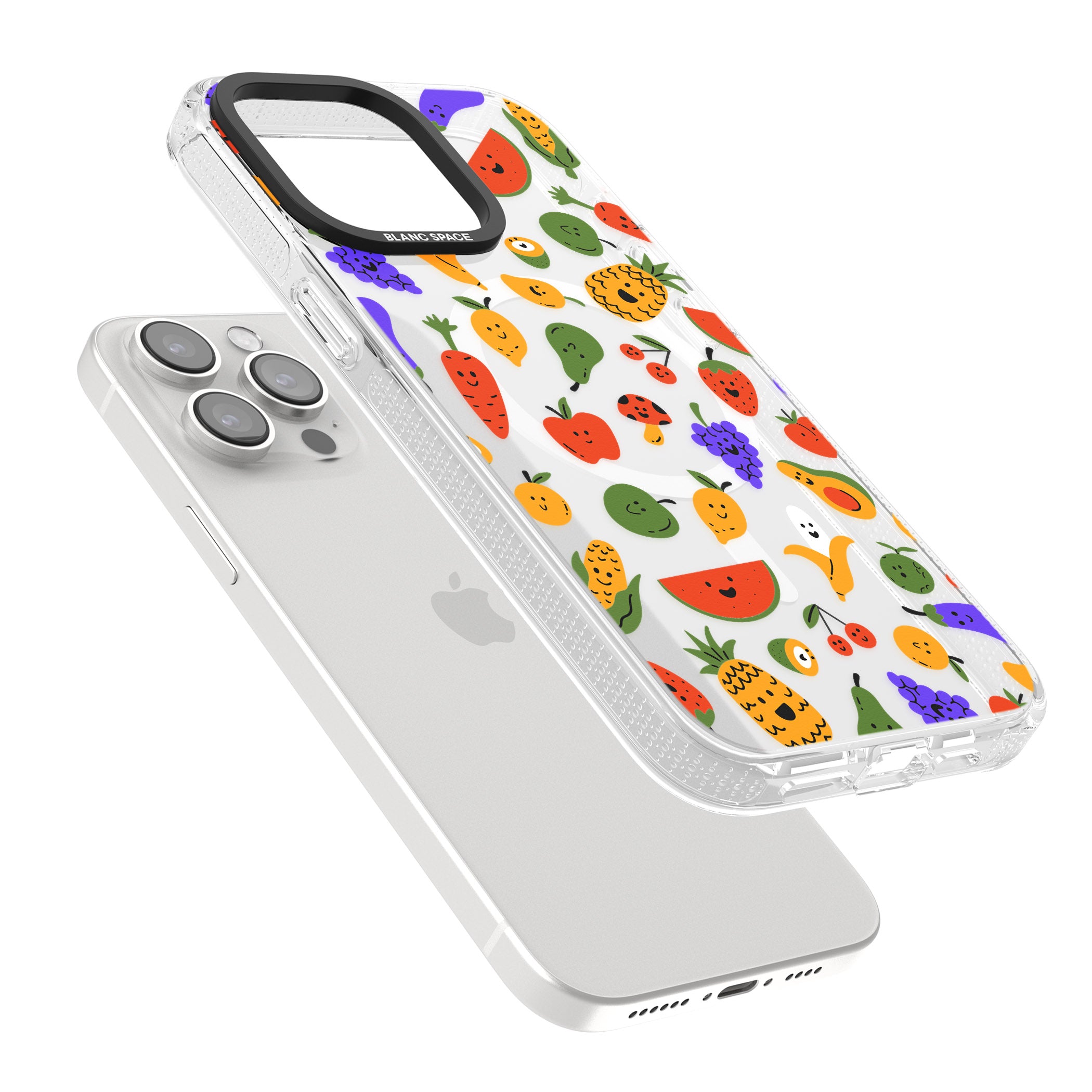 Mixed Kawaii Food Icons - Clear iPhone 15 Pro Max / 15 Pro / 14 Pro Max / 14 Pro / 13 Pro Clear Case Impact Air - Blanc Space