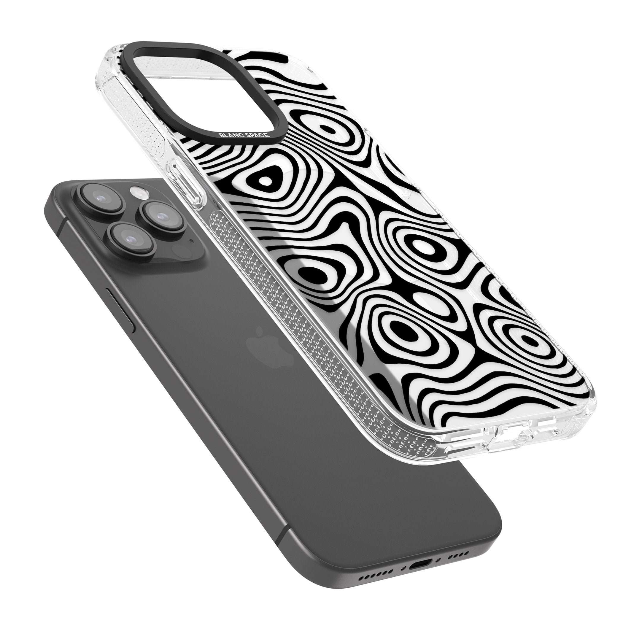 DARK TOPOGRAPHIC MAP iPhone 15 Pro Max / 15 Pro / 14 Pro Max / 14 Pro / 13 Pro Clear Case Impact Air - Blanc Space