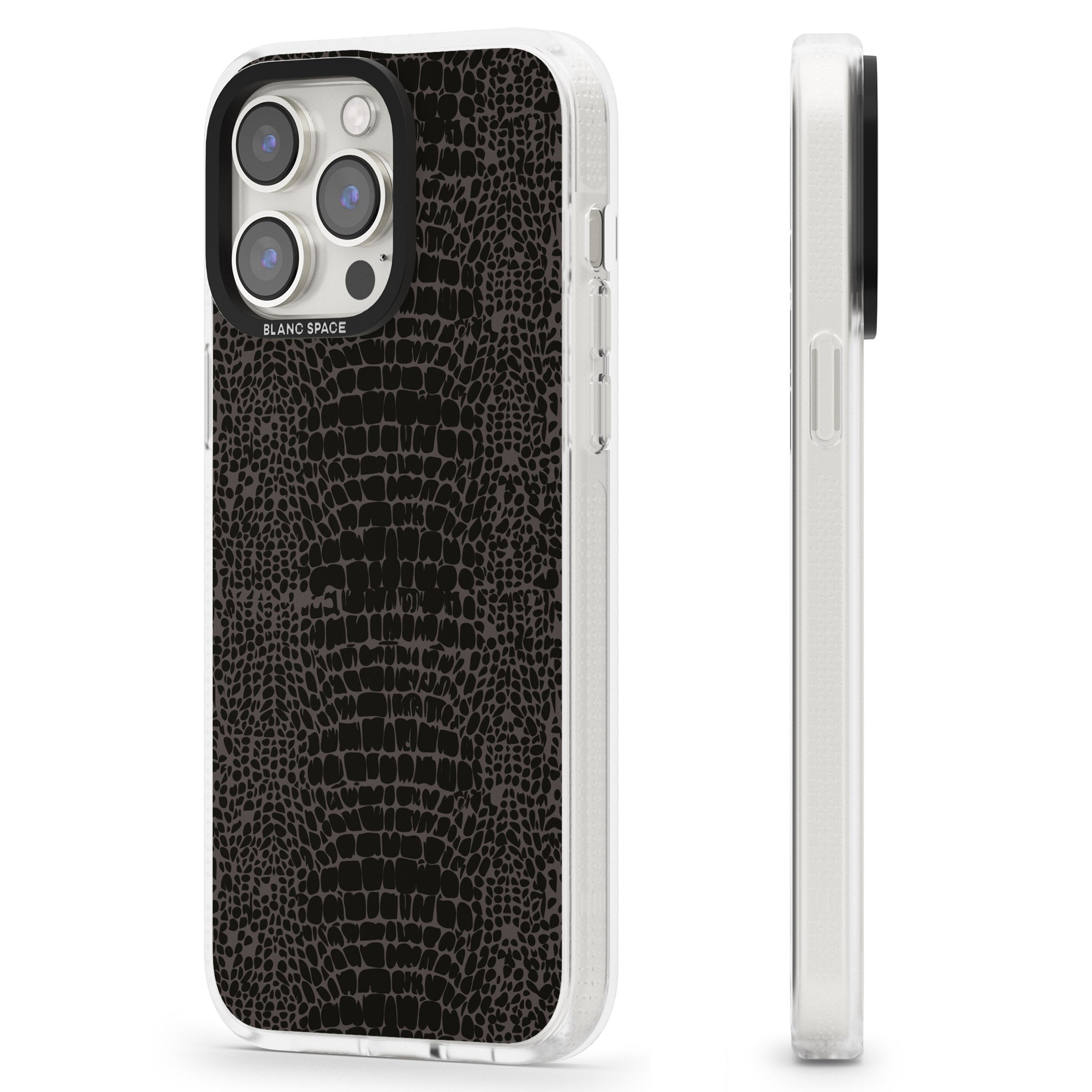 Dark Animal Print Pattern Snake Skin iPhone 15 Pro Max / 15 Pro / 14 Pro Max / 14 Pro / 13 Pro Clear Case Impact Air - Blanc Space