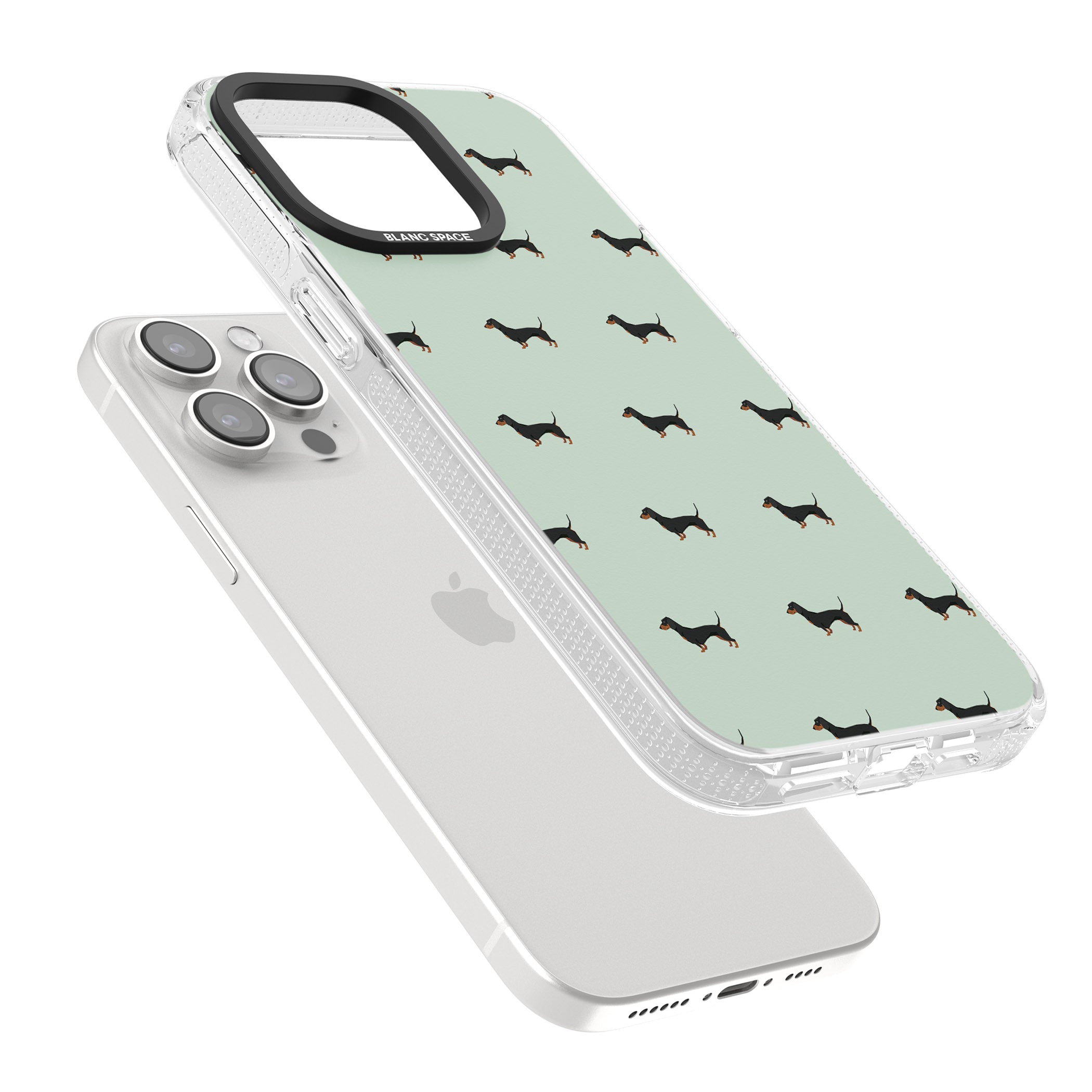 Dachshund Dog Pattern iPhone 15 Pro Max / 15 Pro / 14 Pro Max / 14 Pro / 13 Pro Clear Case Impact Air - Blanc Space