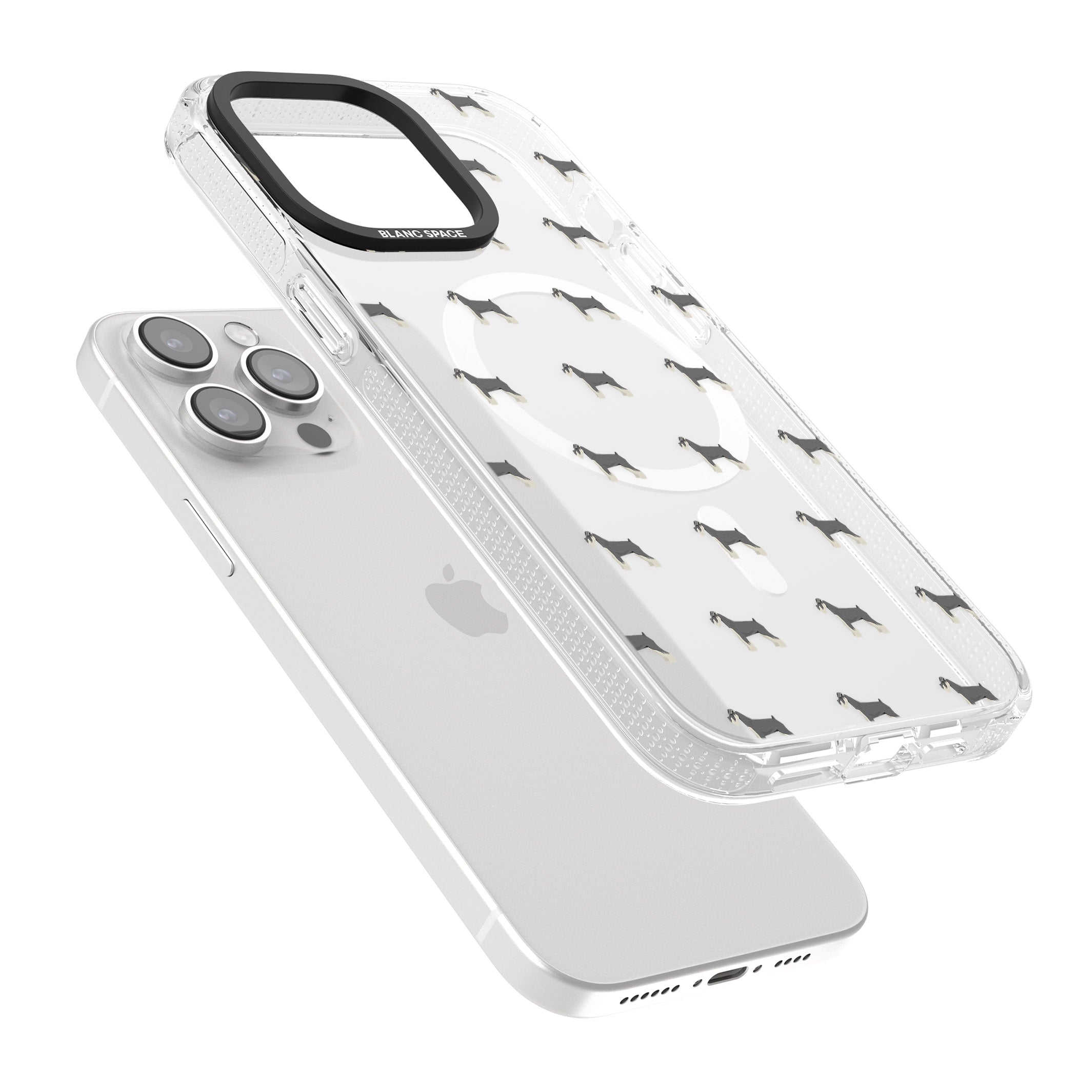 Schnauzer Dog Pattern Clear iPhone 15 Pro Max / 15 Pro / 14 Pro Max / 14 Pro / 13 Pro Clear Case Impact Air - Blanc Space