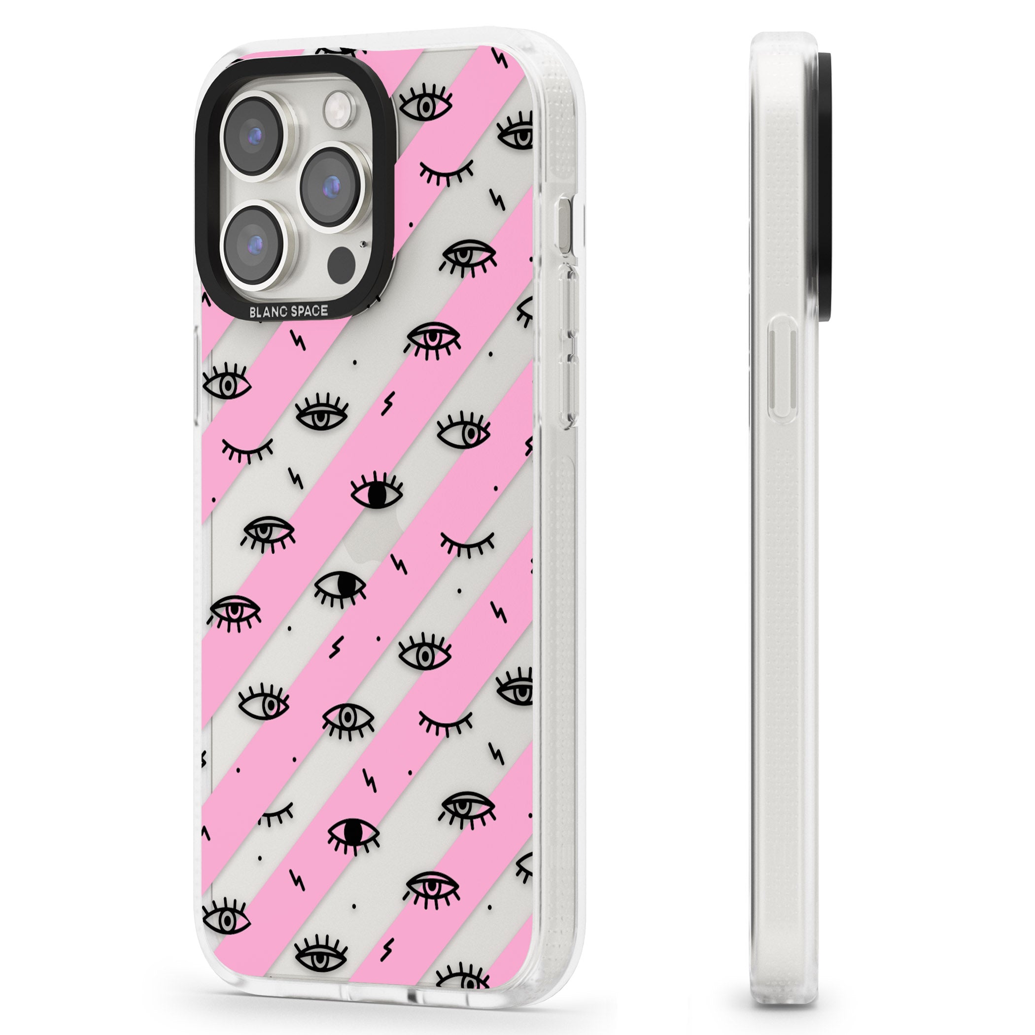 Pink Stripe Eyes iPhone 15 Pro Max / 15 Pro / 14 Pro Max / 14 Pro / 13 Pro Clear Case Impact Air - Blanc Space