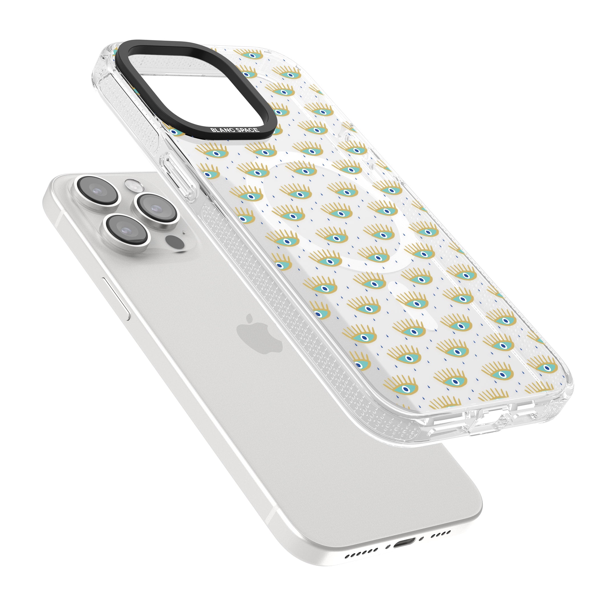 Crying Eyes (Clear) Psychedelic Eyes Pattern iPhone 15 Pro Max / 15 Pro / 14 Pro Max / 14 Pro / 13 Pro Clear Case Impact Air - Blanc Space