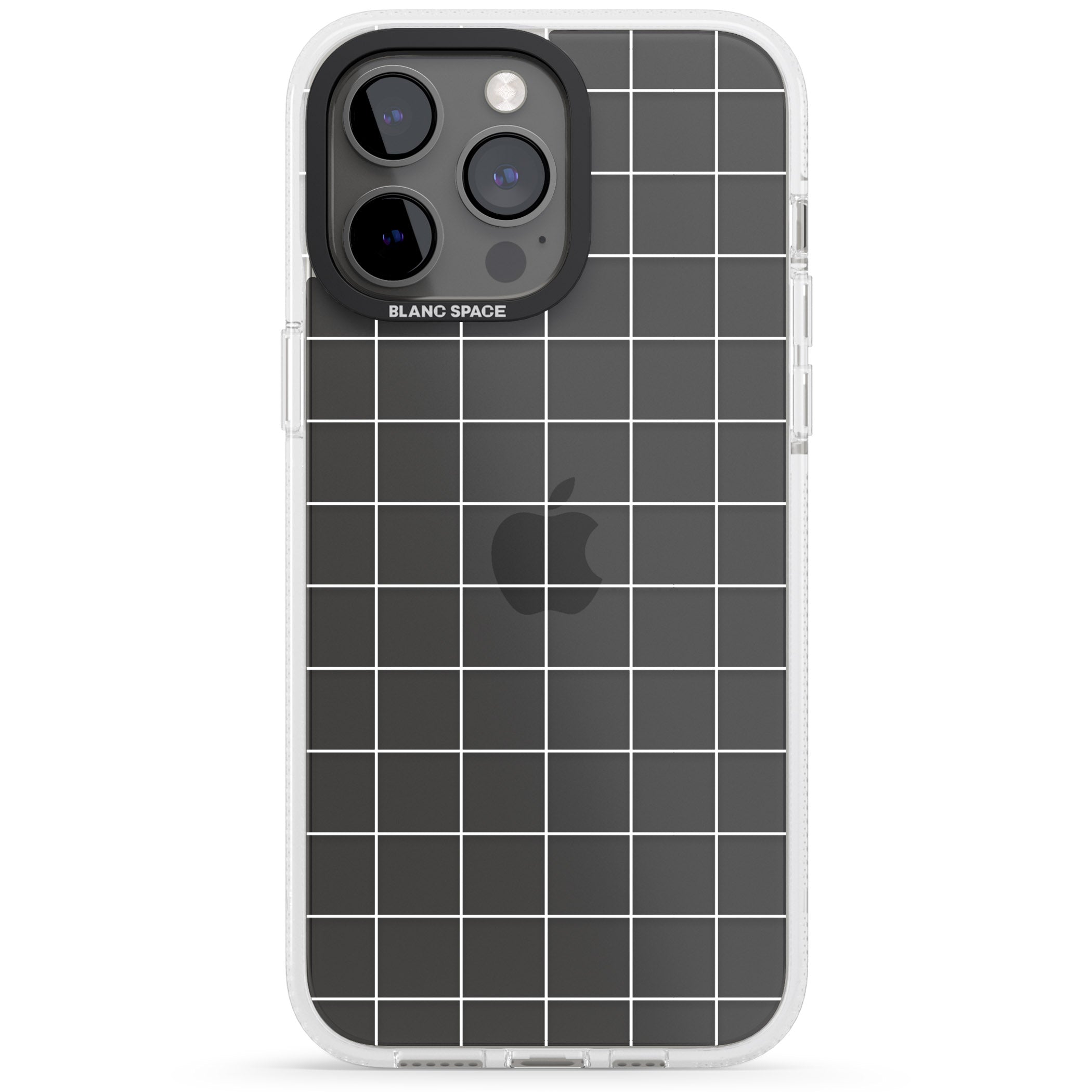 Simplistic Large Grid Pattern White (Transparent) iPhone 15 Pro Max / 15 Pro / 14 Pro Max / 14 Pro / 13 Pro Clear Case Impact Air - Blanc Space