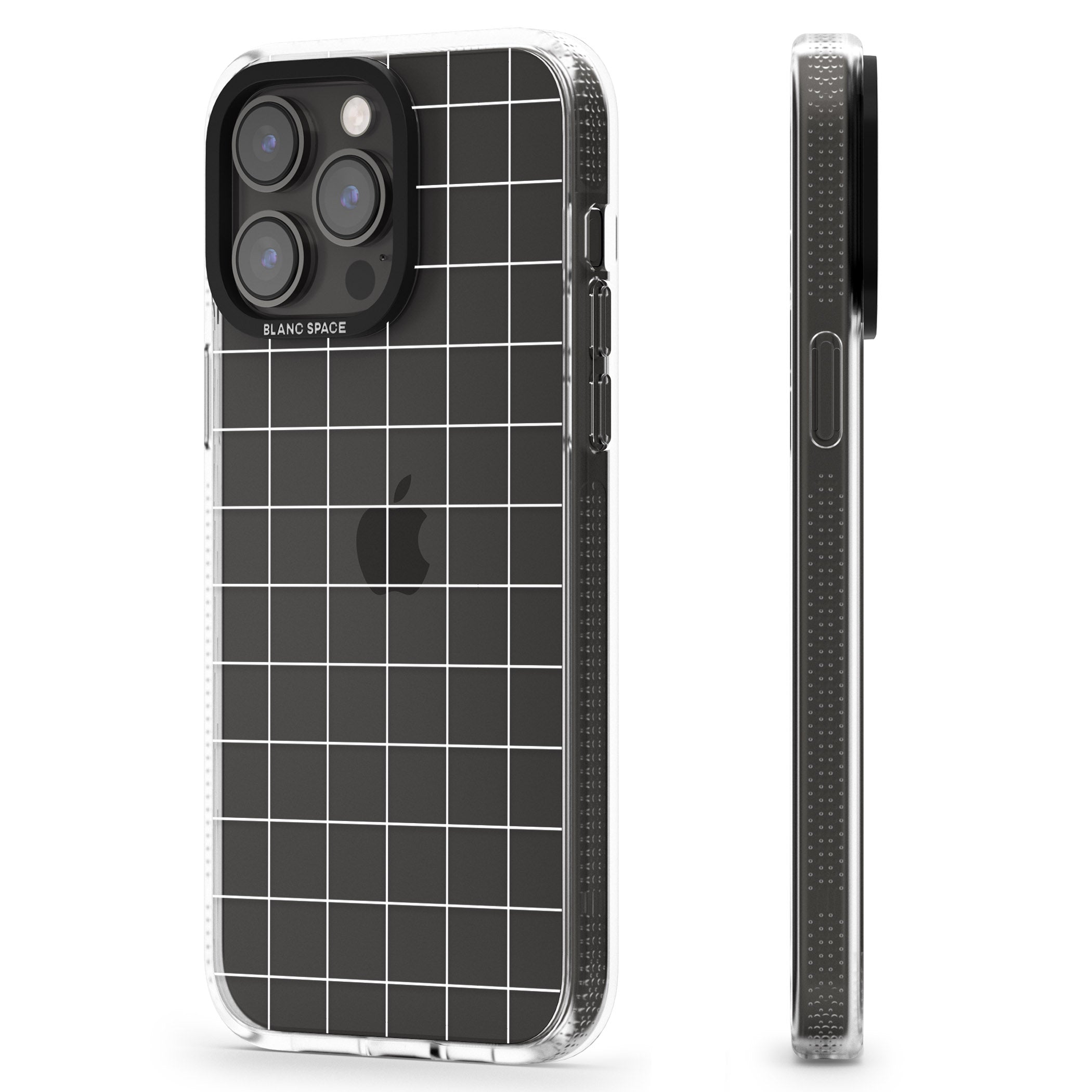 Simplistic Large Grid Pattern White (Transparent) iPhone 15 Pro Max / 15 Pro / 14 Pro Max / 14 Pro / 13 Pro Clear Case Impact Air - Blanc Space