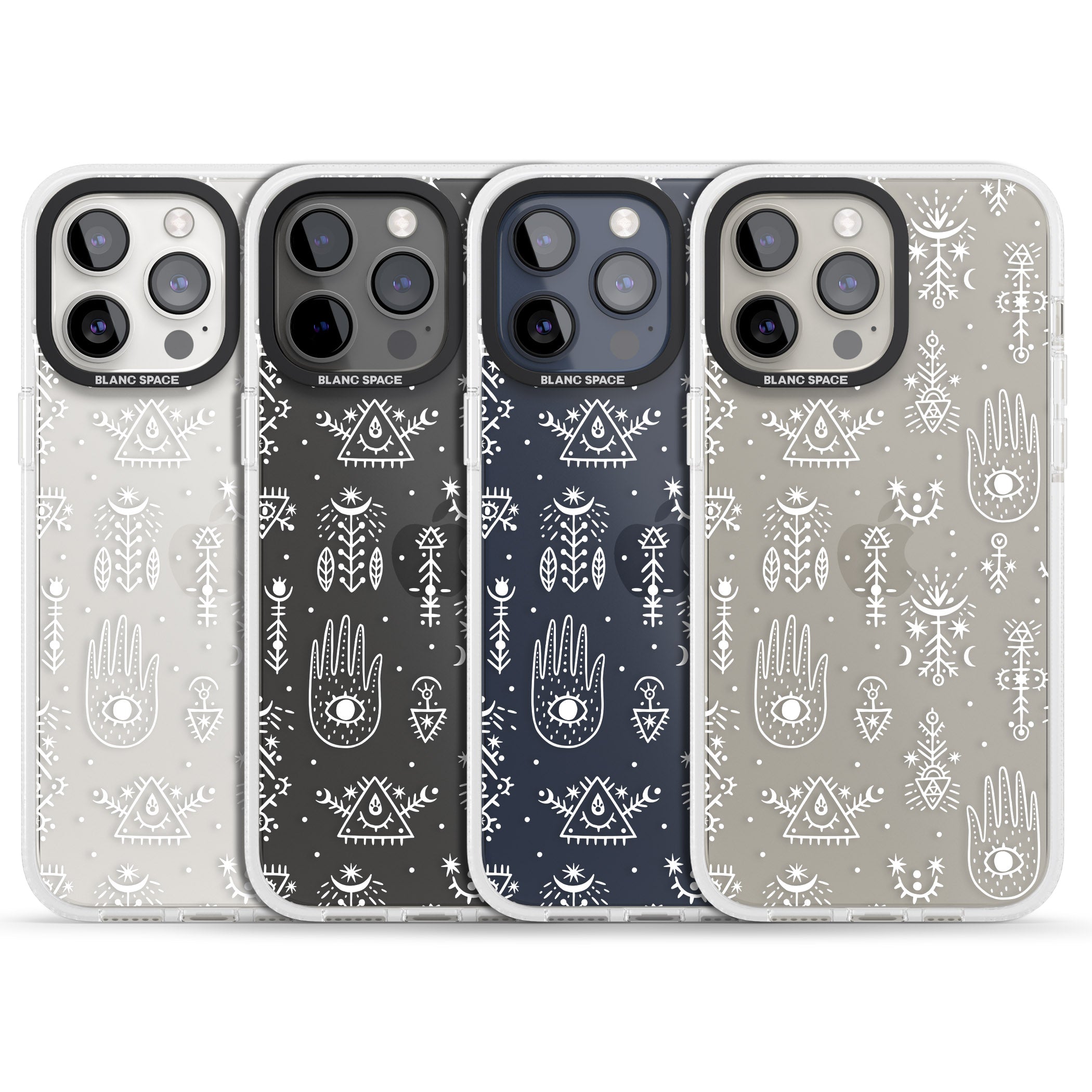Black Tribal Palms iPhone 15 Pro Max / 15 Pro / 14 Pro Max / 14 Pro / 13 Pro Clear Case Impact Air - Blanc Space