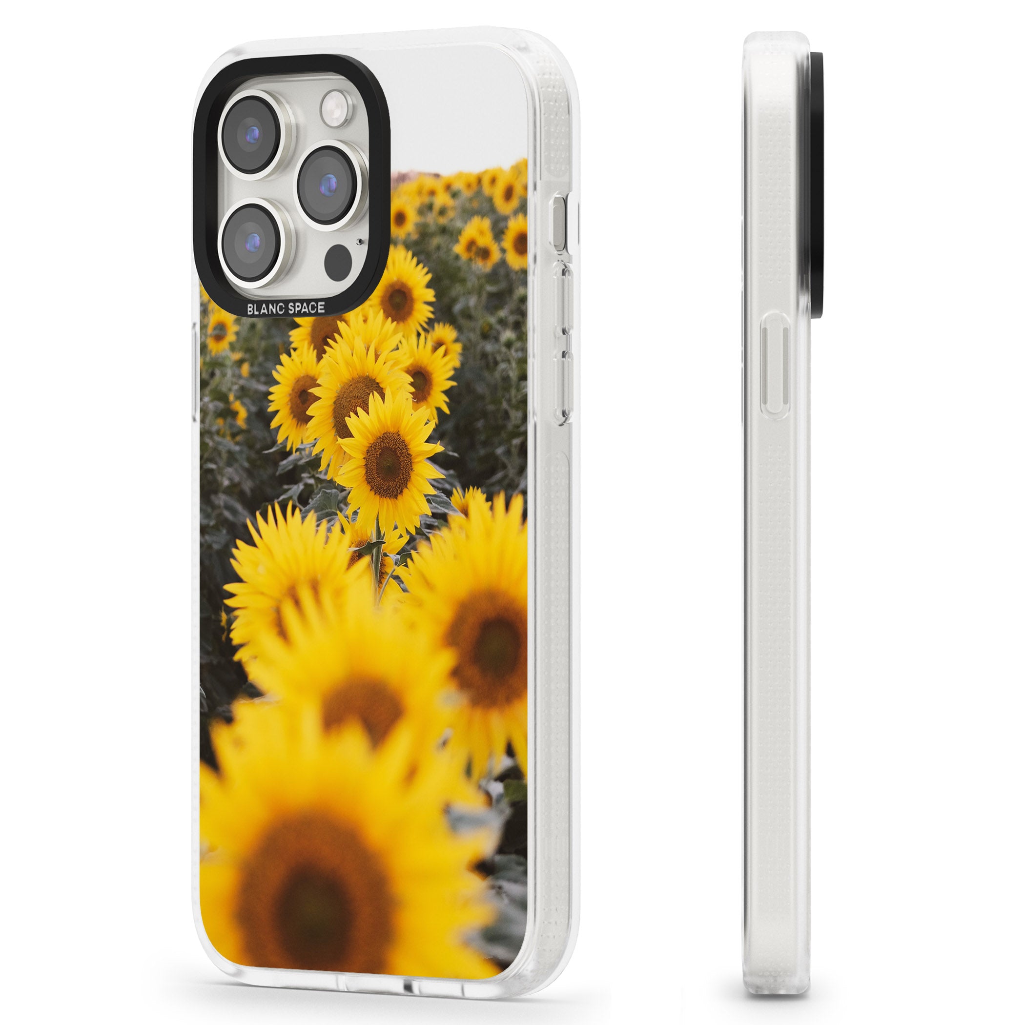 Sunflower Field Photograph iPhone 15 Pro Max / 15 Pro / 14 Pro Max / 14 Pro / 13 Pro Clear Case Impact Air - Blanc Space