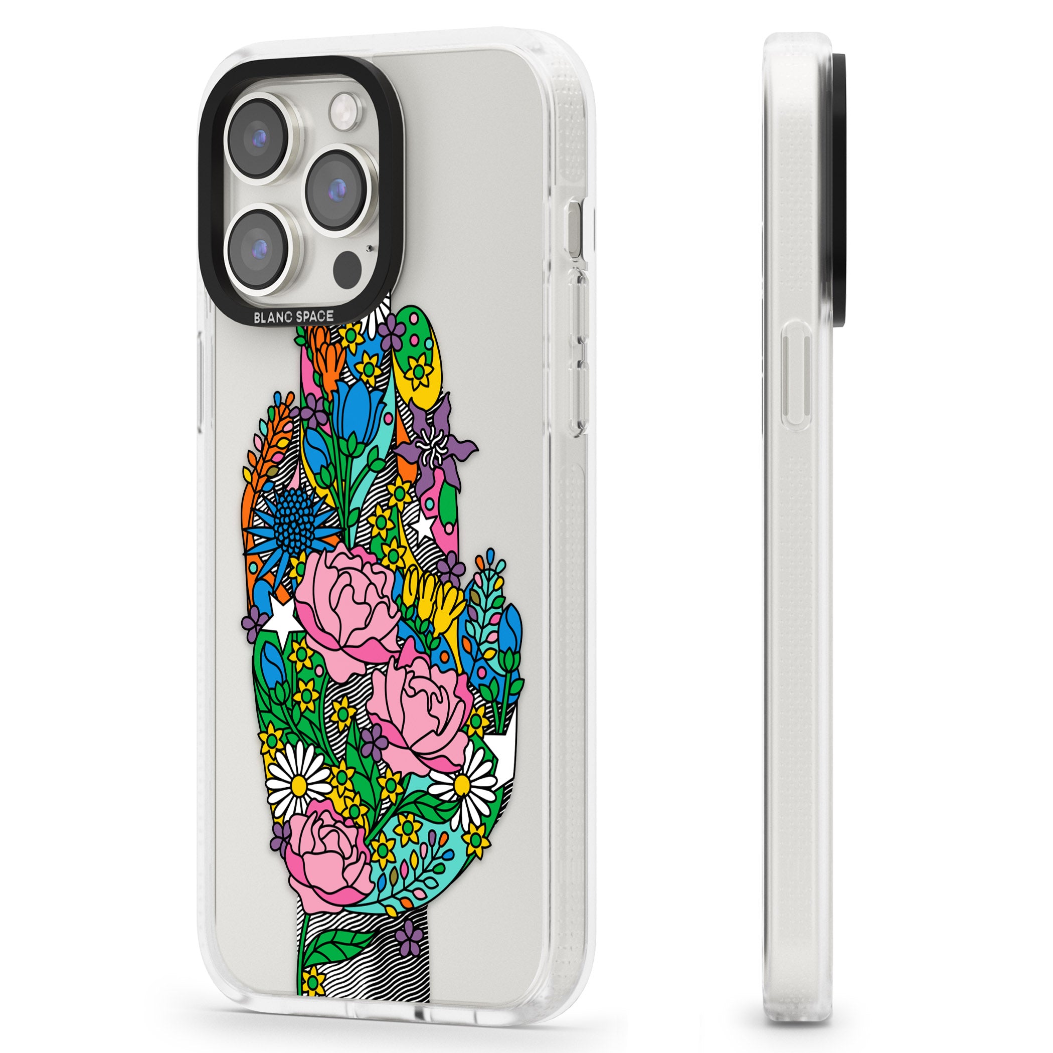 Garden Touch iPhone 15 Pro Max / 15 Pro / 14 Pro Max / 14 Pro / 13 Pro Clear Case Impact Air - Blanc Space