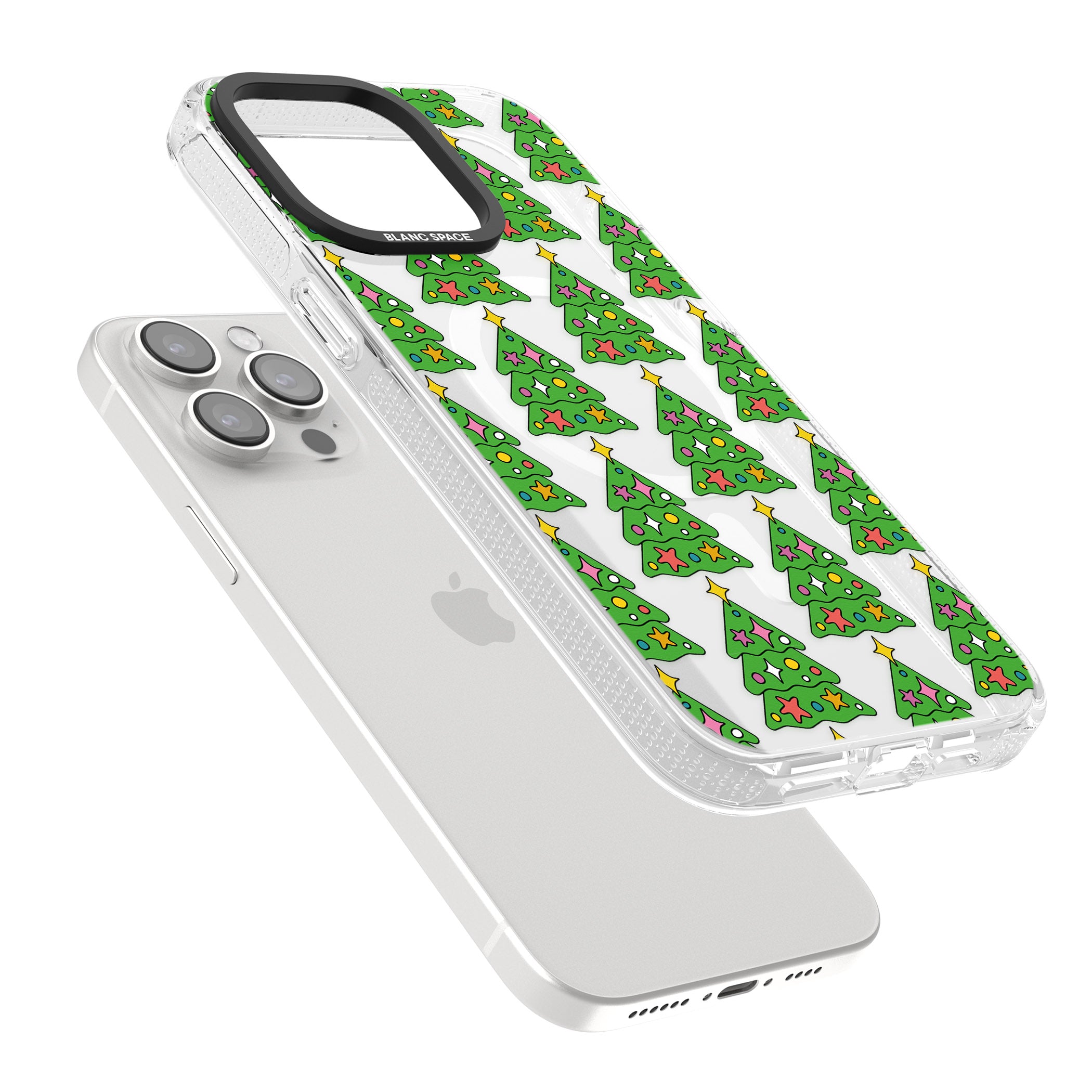 Christmas Tree Pattern (Clear) iPhone 15 Pro Max / 15 Pro / 14 Pro Max / 14 Pro / 13 Pro Clear Case Impact Air - Blanc Space