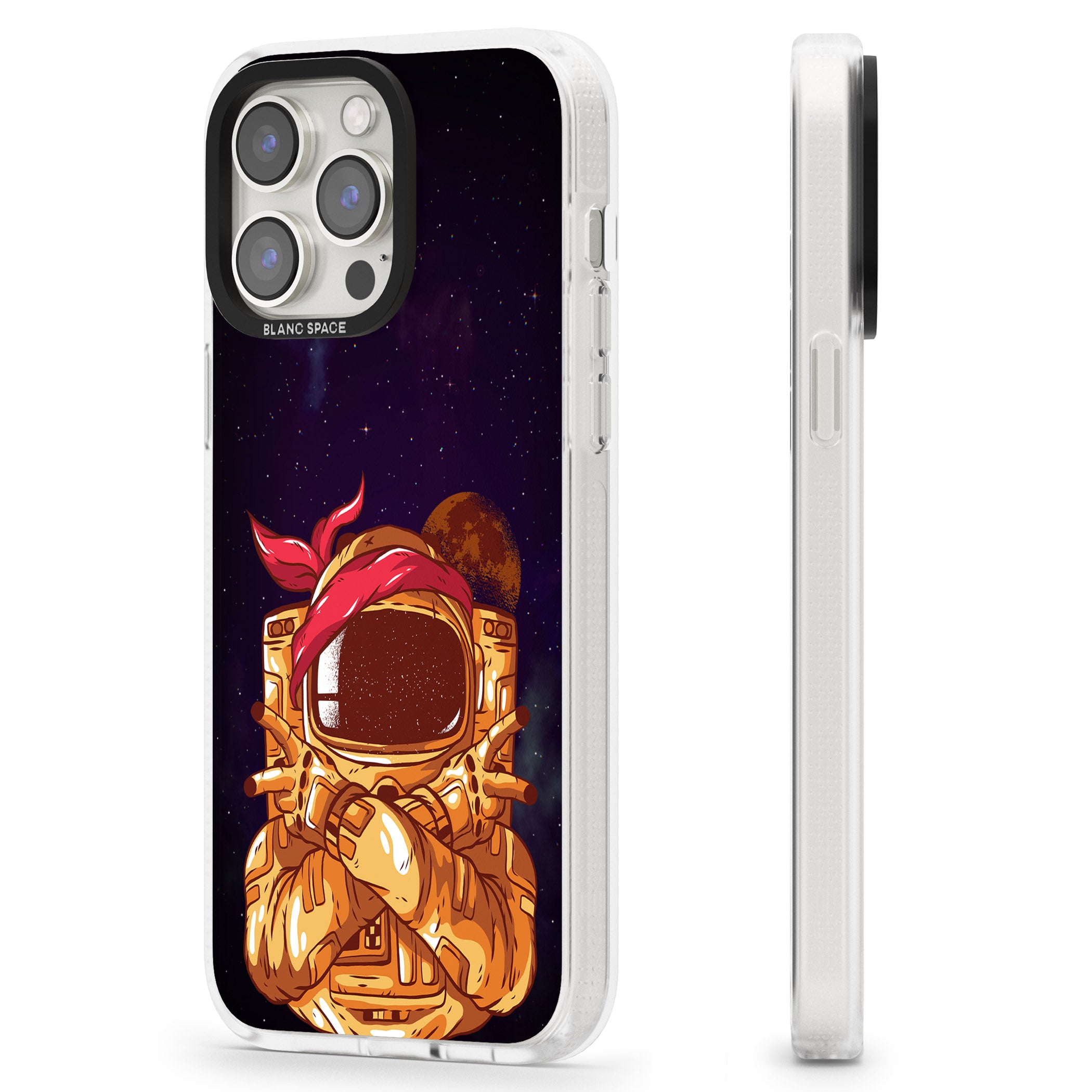 Space Gangster iPhone 15 Pro Max / 15 Pro / 14 Pro Max / 14 Pro / 13 Pro Clear Case Impact Air - Blanc Space