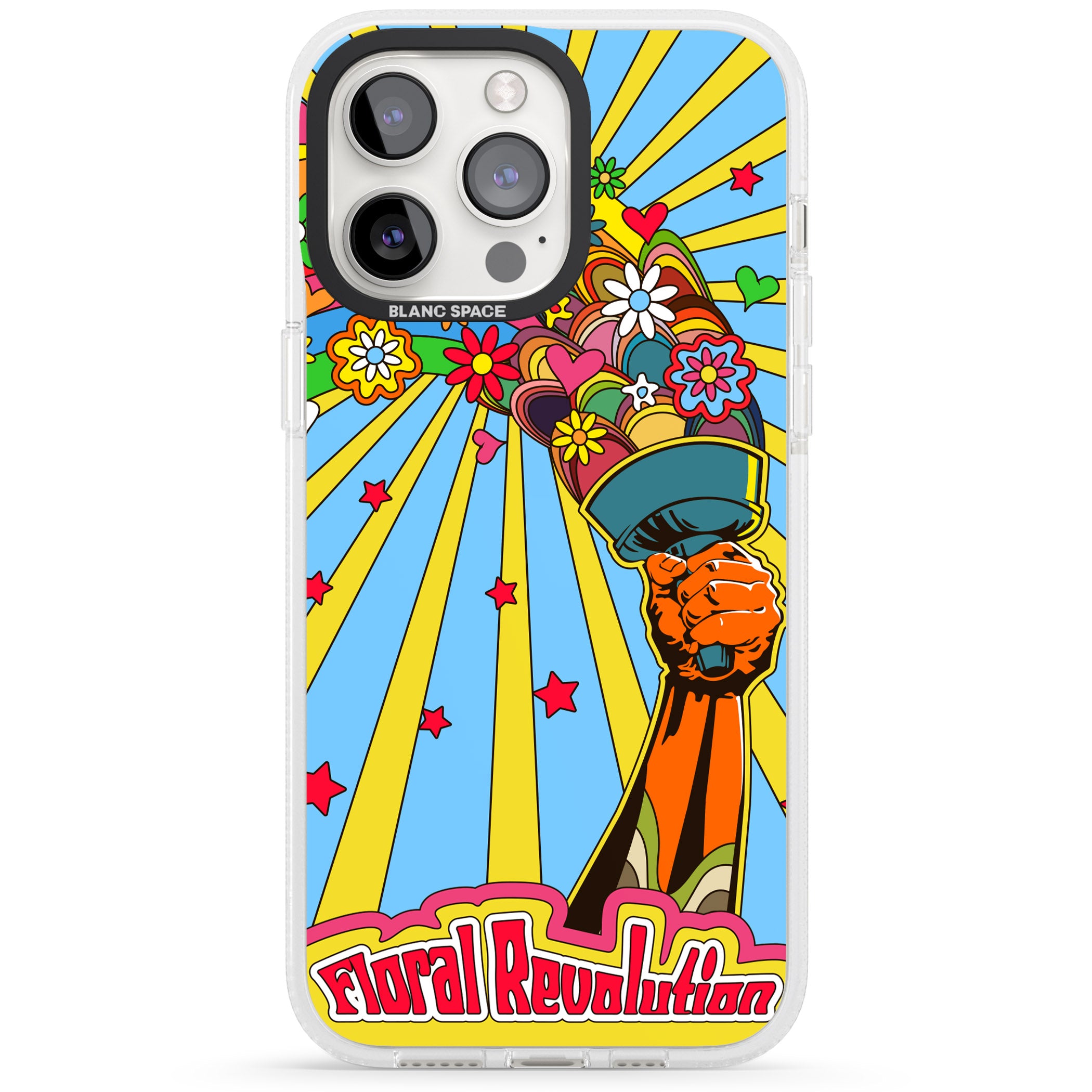 Floral Revolution iPhone 15 Pro Max / 15 Pro / 14 Pro Max / 14 Pro / 13 Pro Clear Case Impact Air - Blanc Space