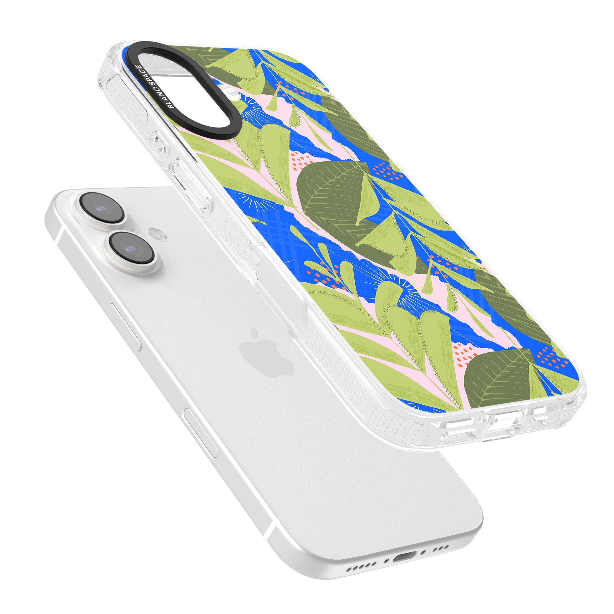 Fern Leaves Abstract Pattern iPhone 16 / 16 Plus Clear Case Impact Air - Blanc Space