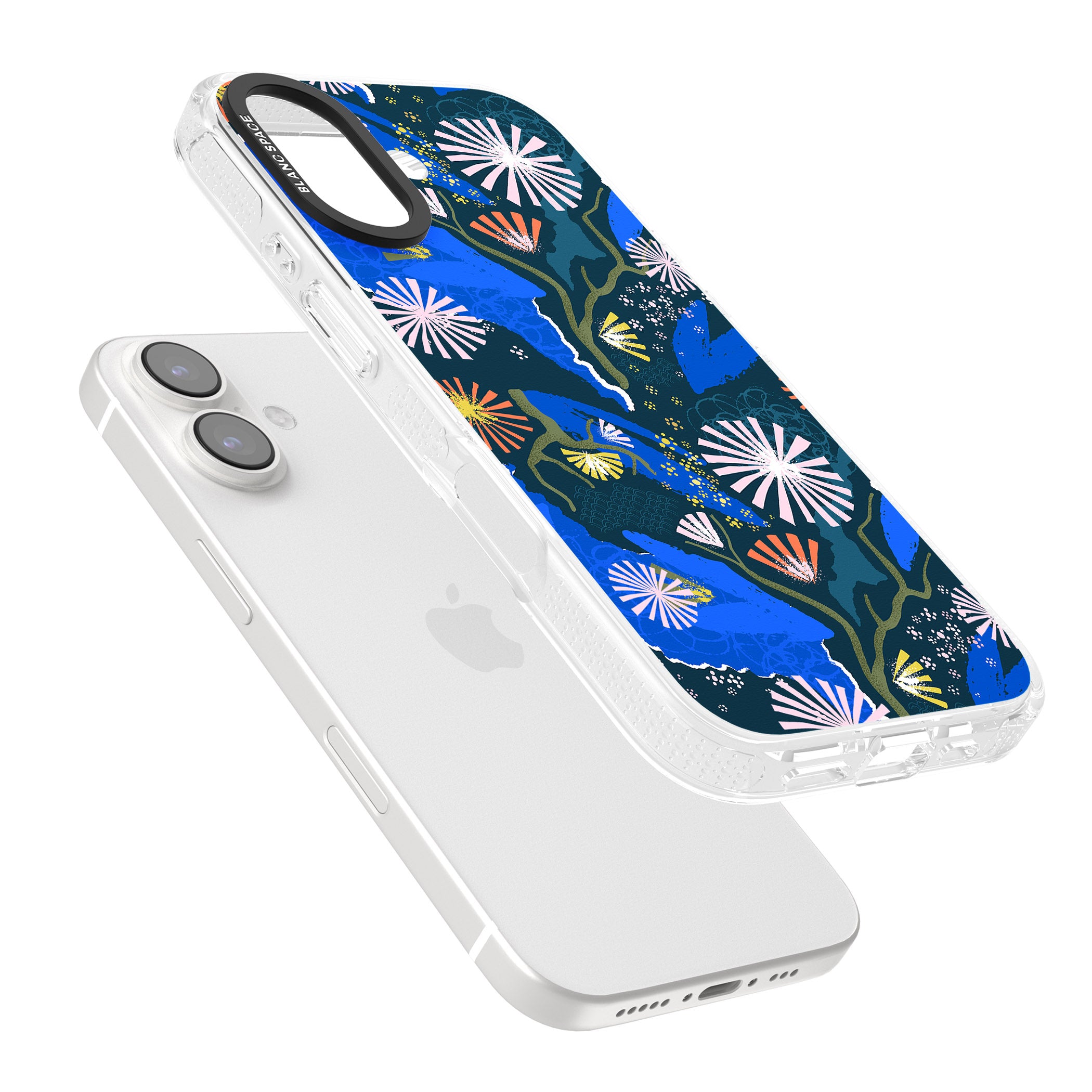 Dark Botanicals Abstract Pattern iPhone 16 / 16 Plus Clear Case Impact Air - Blanc Space