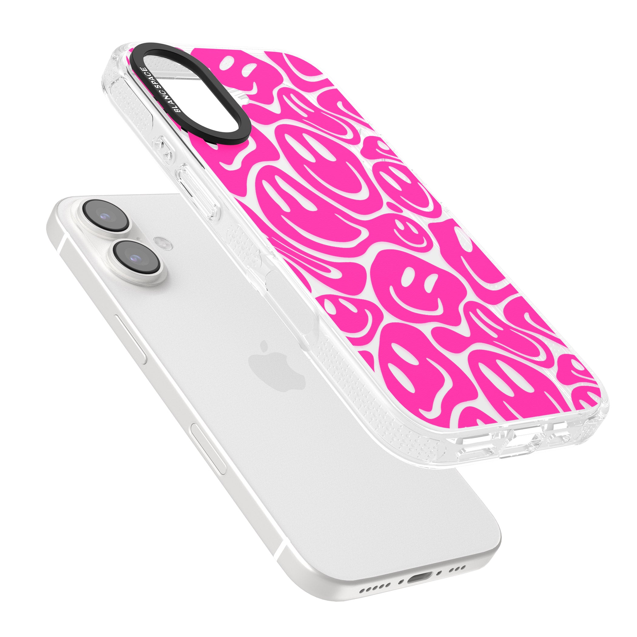 Pink Acid Faces iPhone 16 / 16 Plus Clear Case Impact Air - Blanc Space