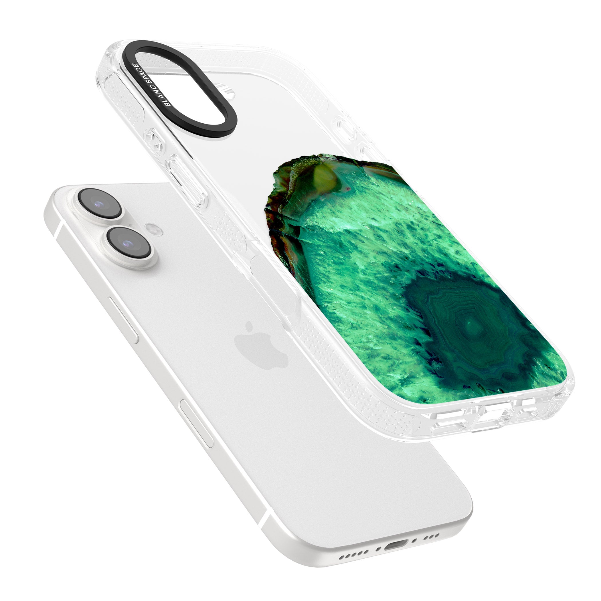 Emerald Green Gemstone Crystal Clear Design iPhone 16 / 16 Plus Clear Case Impact Air - Blanc Space