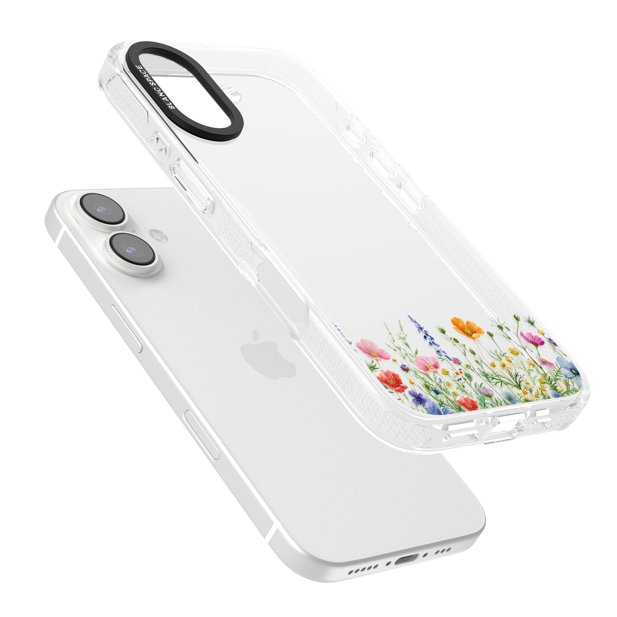 Minimal Wildflowers iPhone 16 / 16 Plus Clear Case Impact Air - Blanc Space