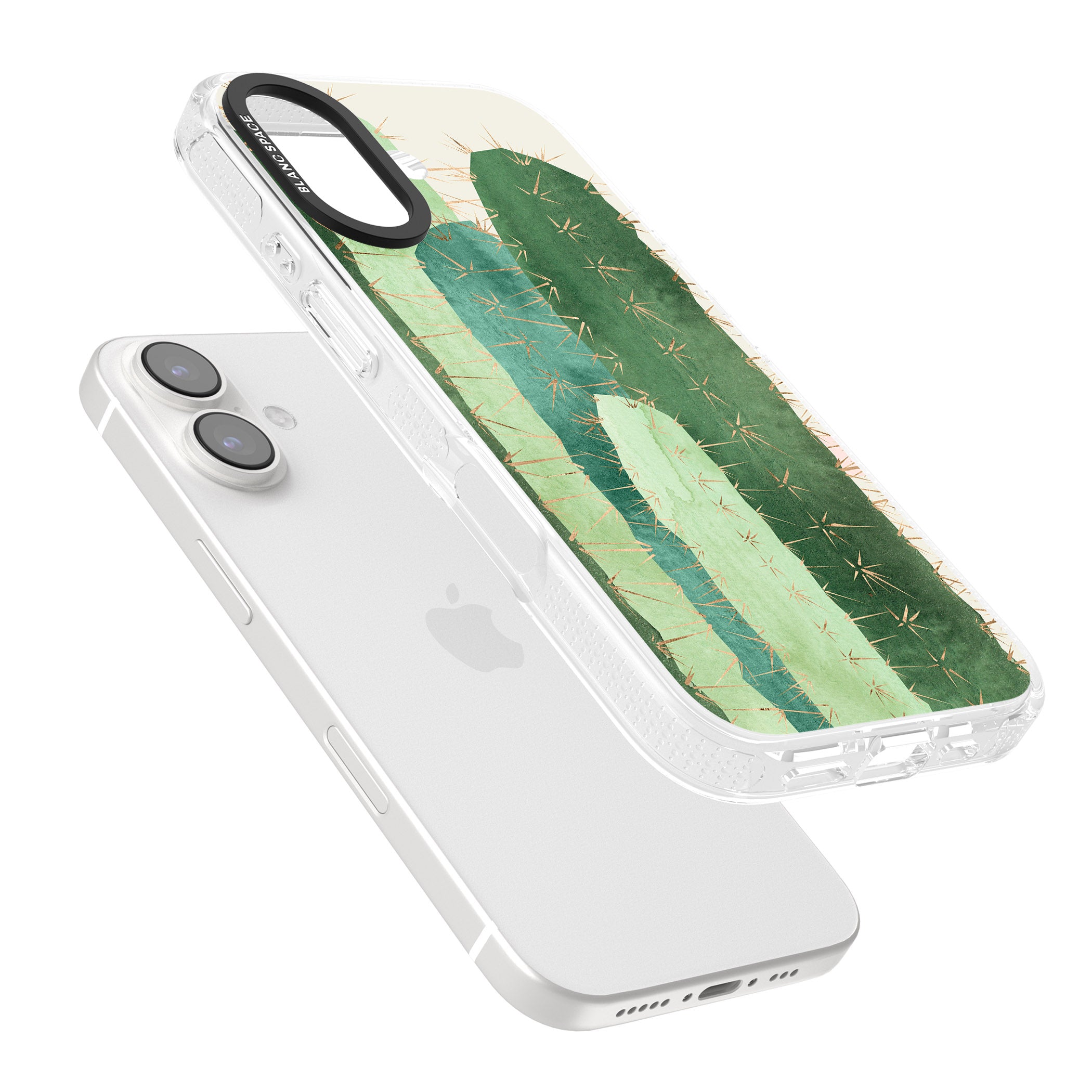 Large Cacti Mix Design iPhone 16 / 16 Plus Clear Case Impact Air - Blanc Space
