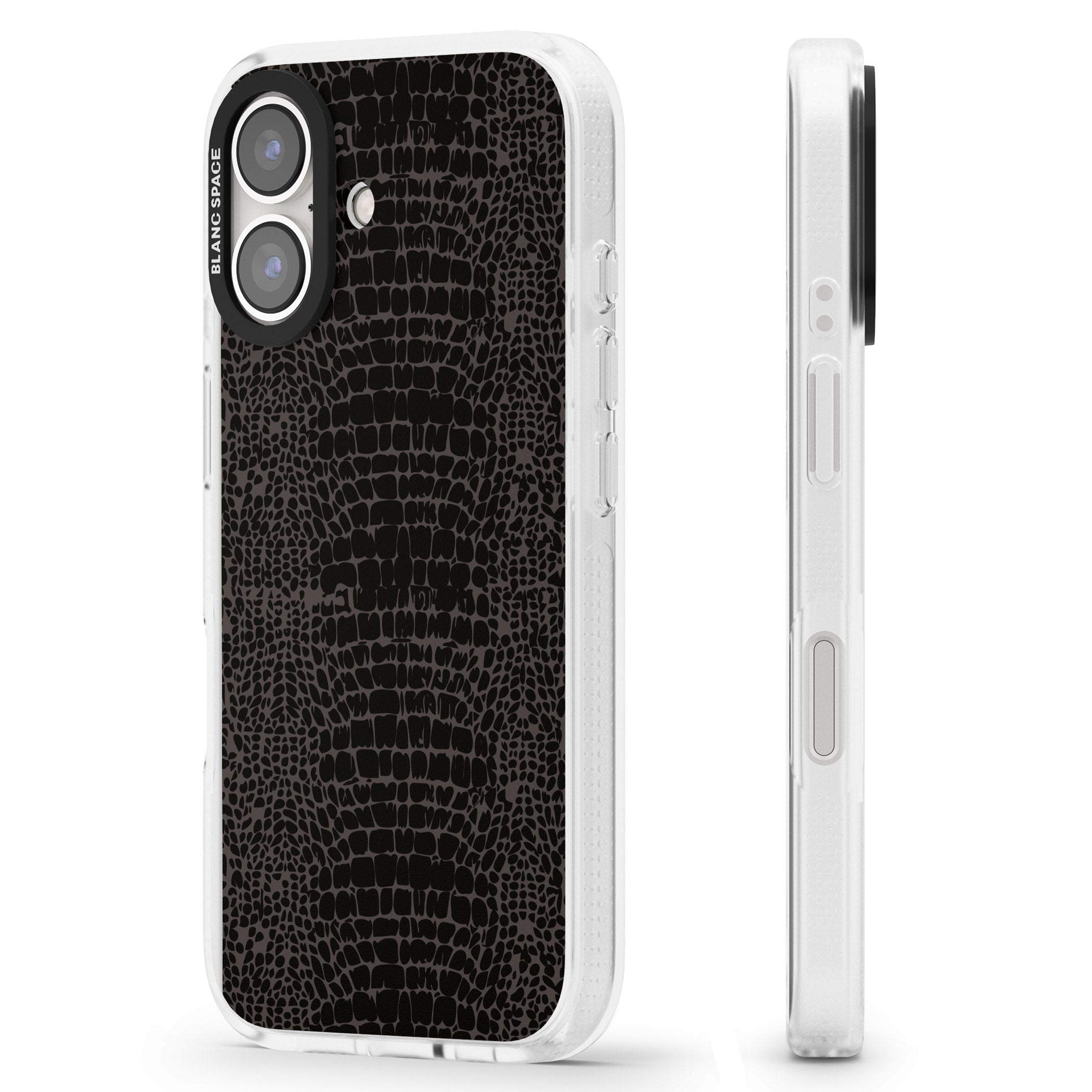 Dark Animal Print Pattern Snake Skin iPhone 16 / 16 Plus Clear Case Impact Air - Blanc Space